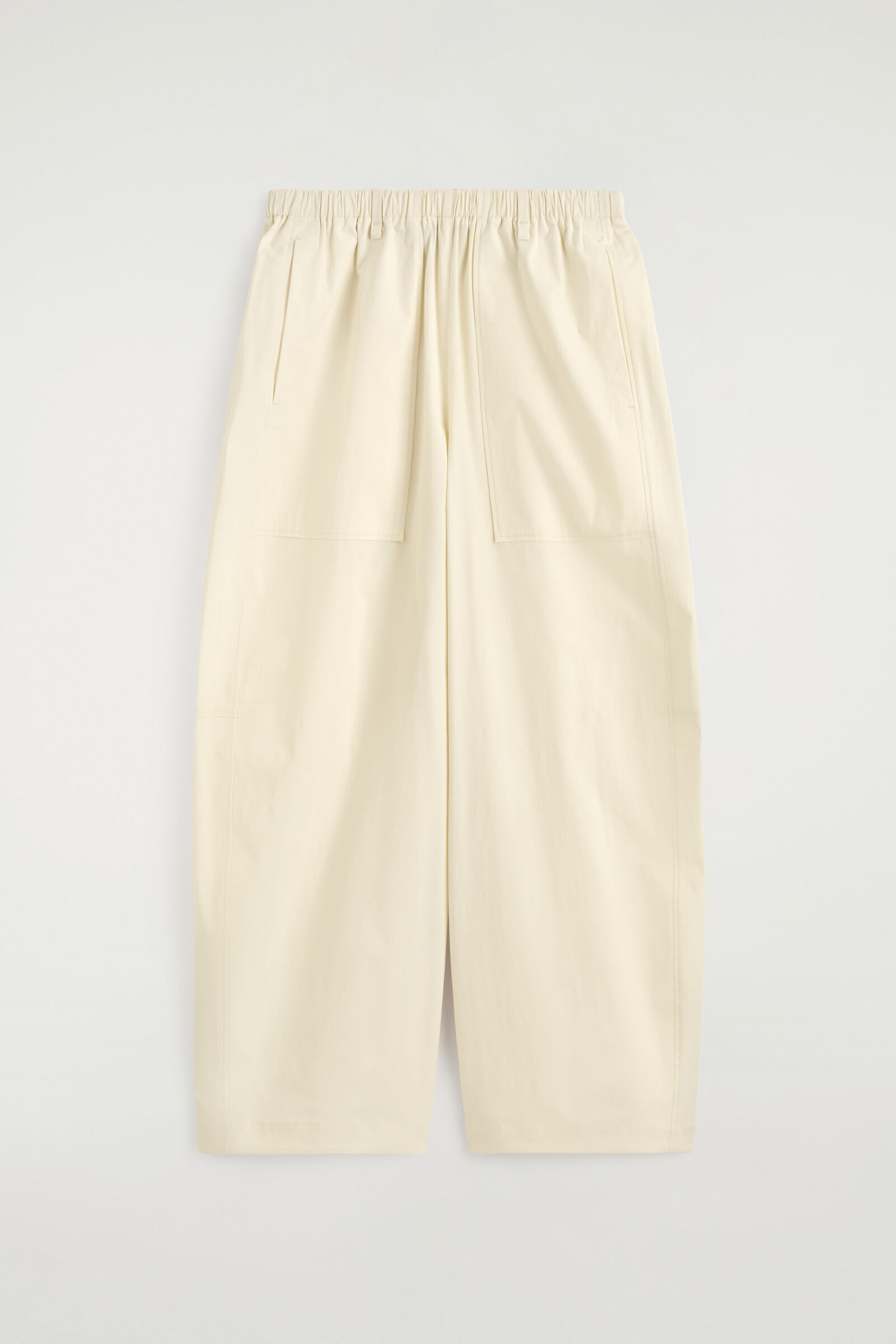 COTTON BARREL-LEG UTILITY TROUSERSCREAM