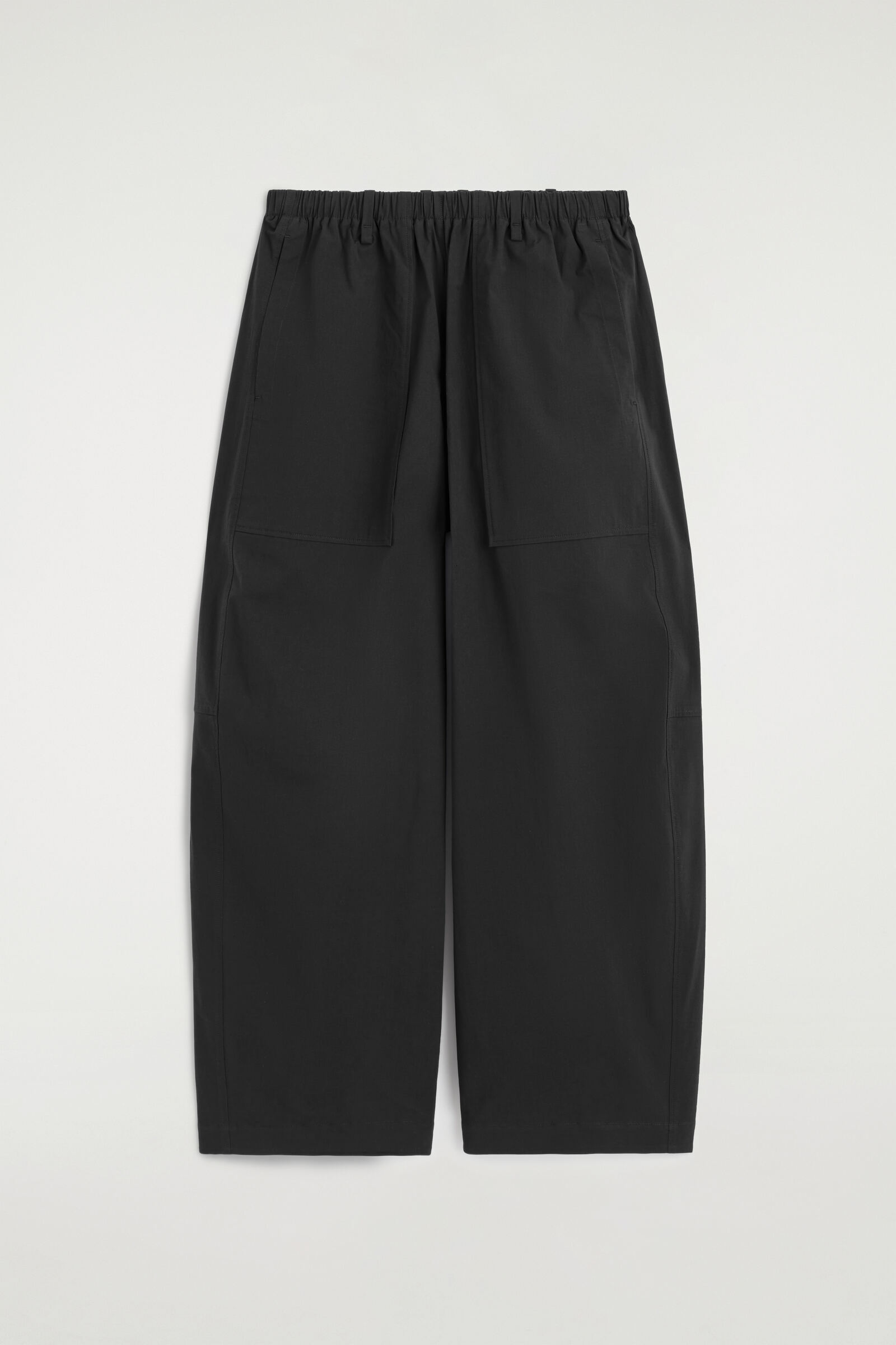 COTTON BARREL-LEG UTILITY TROUSERSBLACK