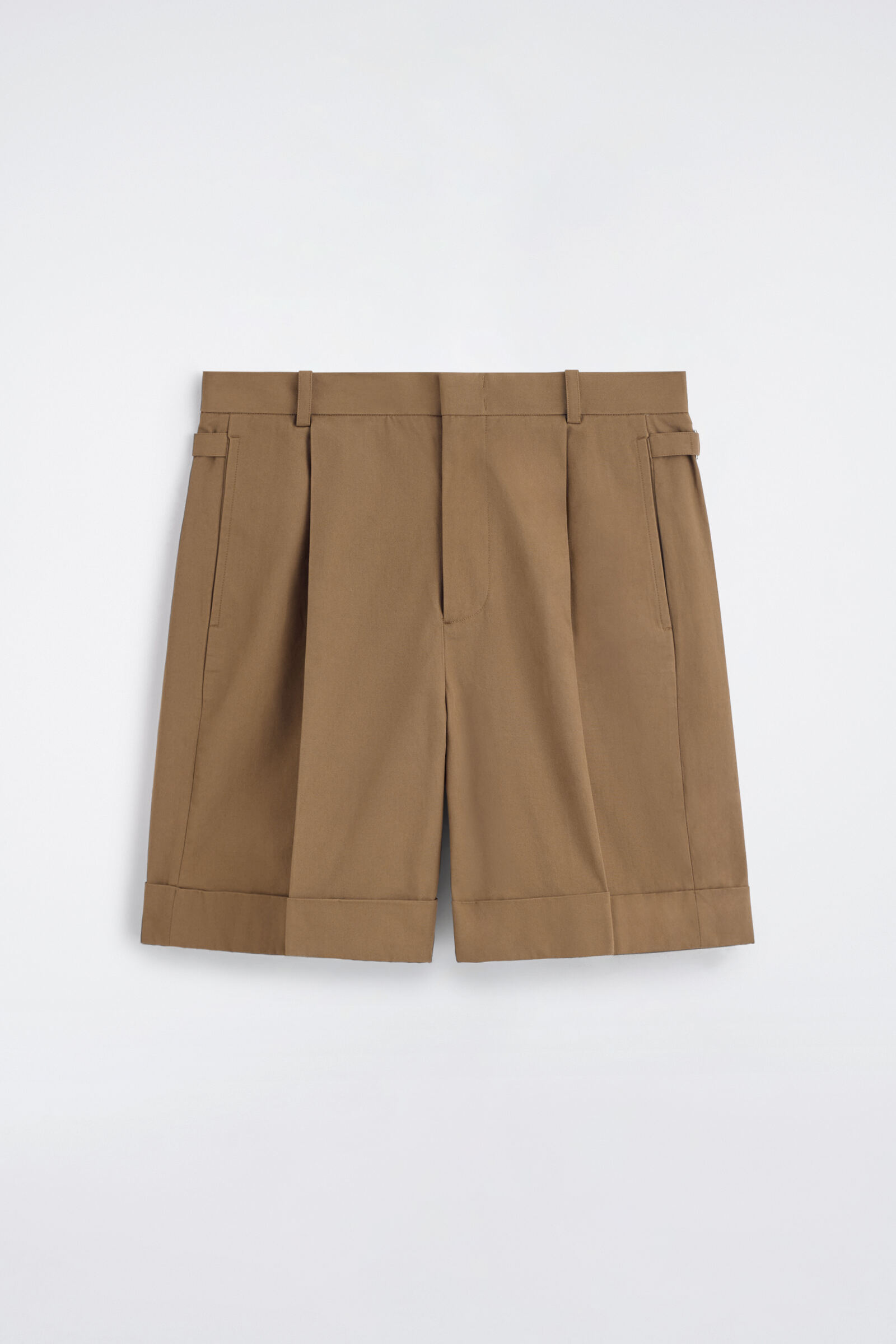 PLEATED TURN-UP COTTON CHINO SHORTSKHAKI