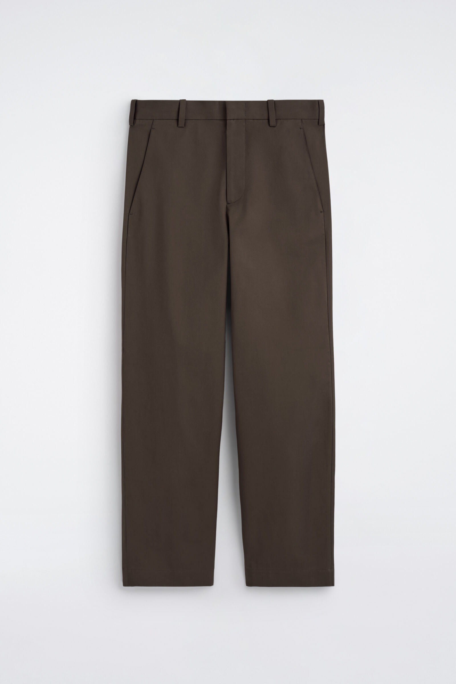 COTTON RELAXED-FIT WIDE-LEG CHINOSDARK BROWN