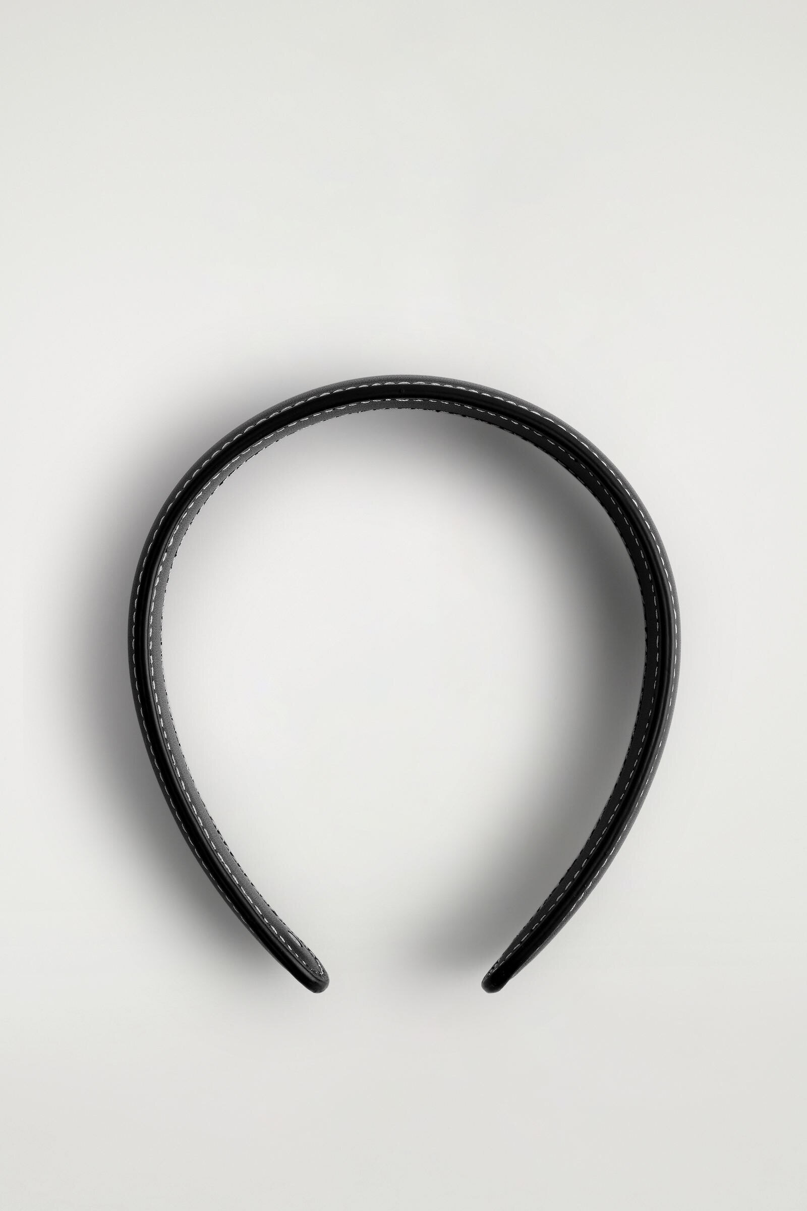 TOPSTITCHED LEATHER HEADBANDBLACK