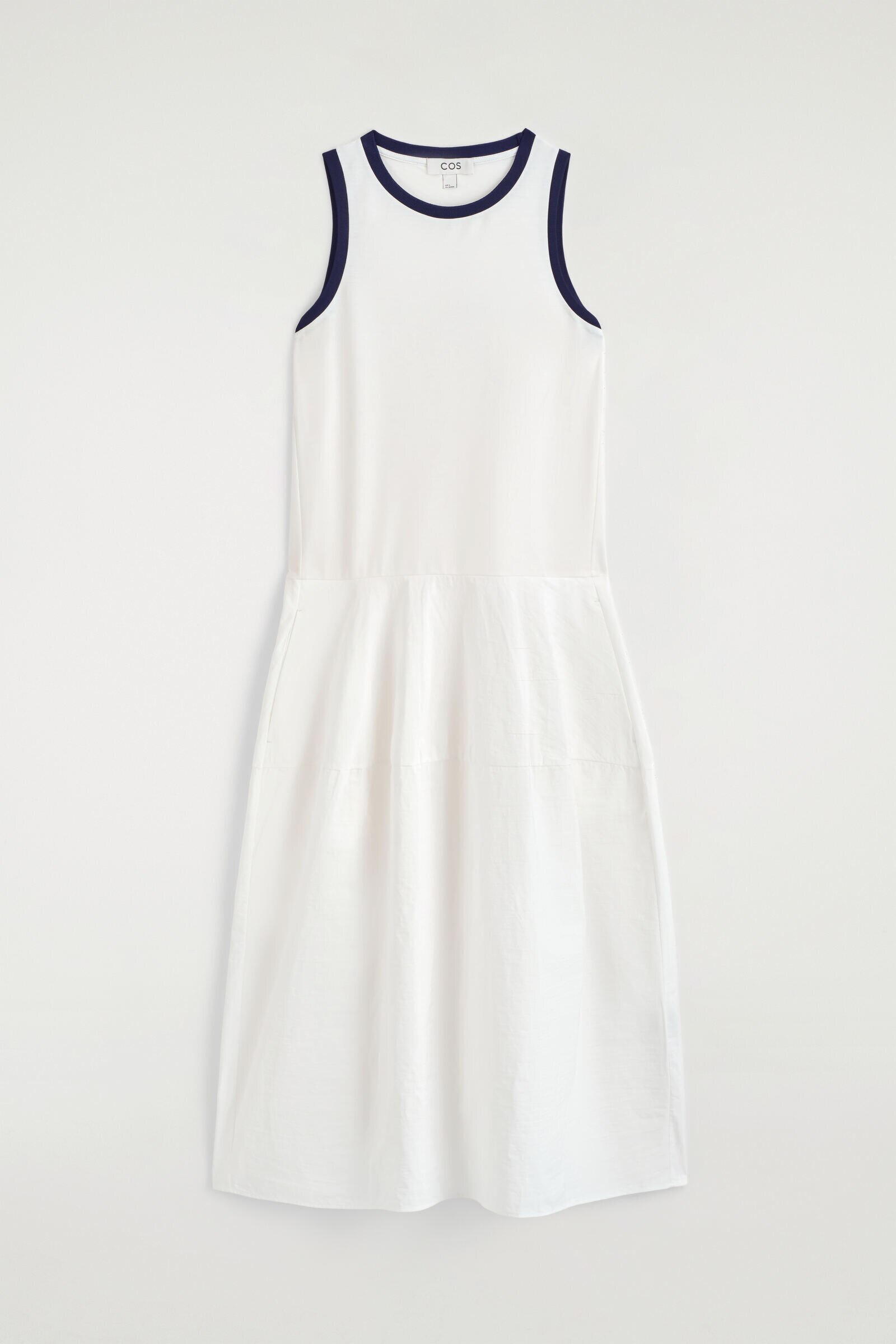 PANELLED SLEEVELESS MIDI DRESSWHITE / NAVY