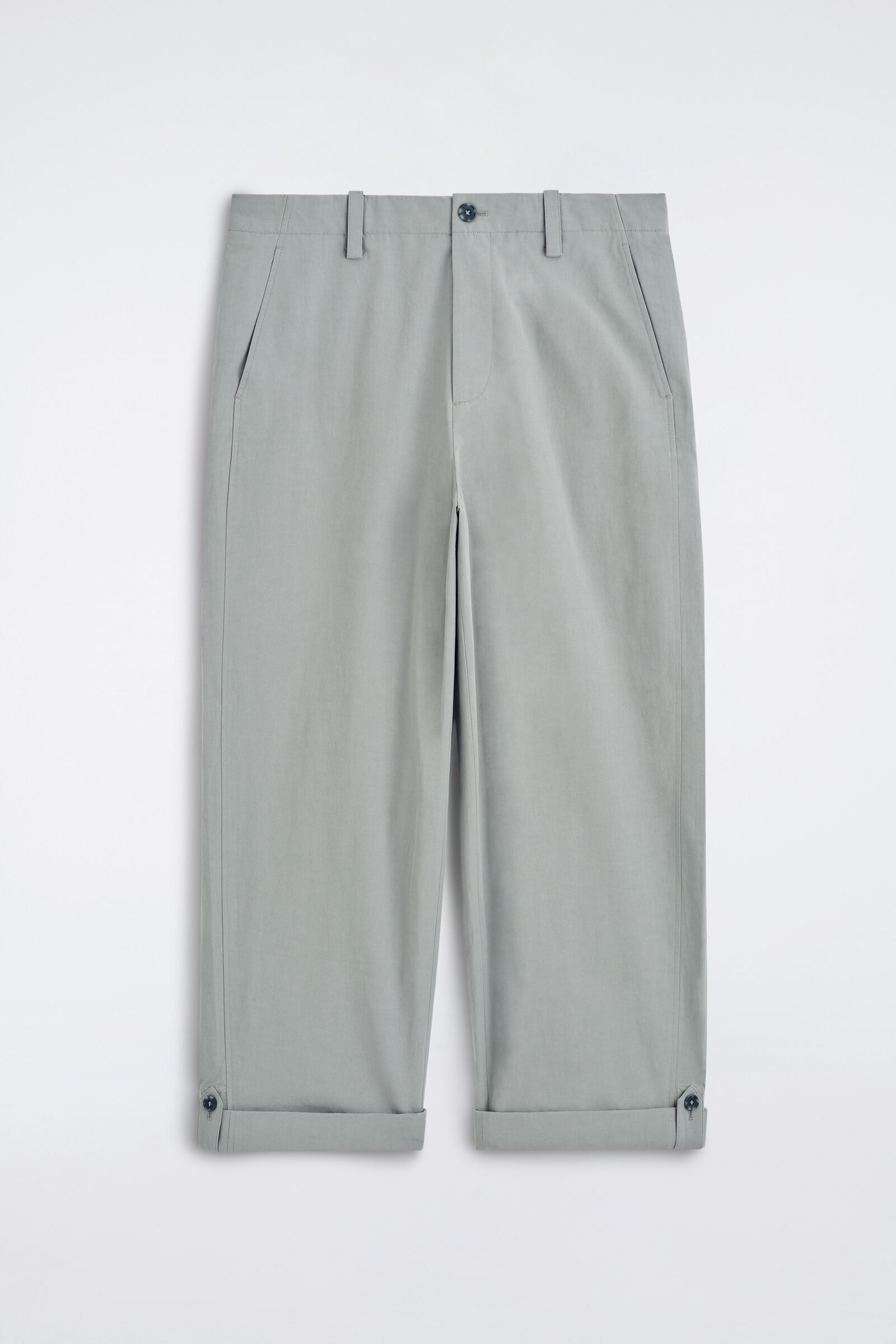 RELAXED-FIT STRAIGHT-LEG TURN-UP TROUSERSGREY