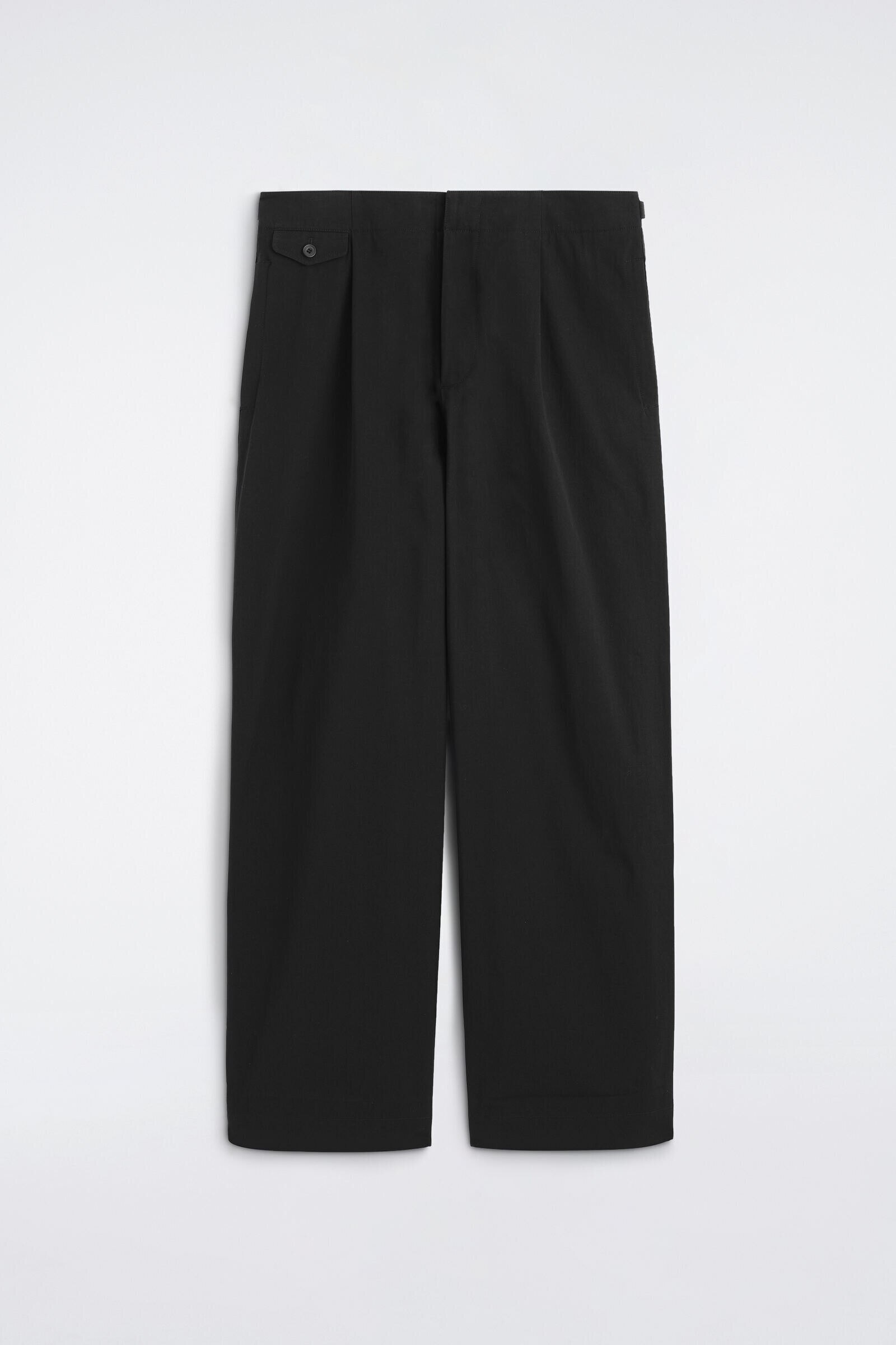 POCKET-DETAIL RELAXED-FIT WIDE-LEG TROUSERSBLACK