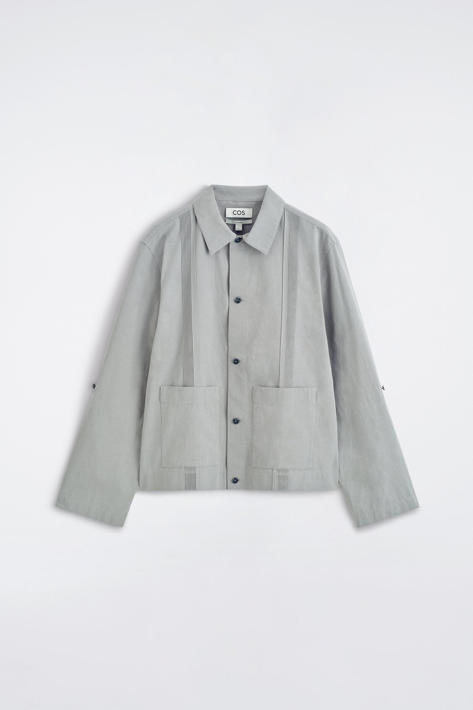 PINTUCKED COTTON-LINEN OVERSHIRTGREY