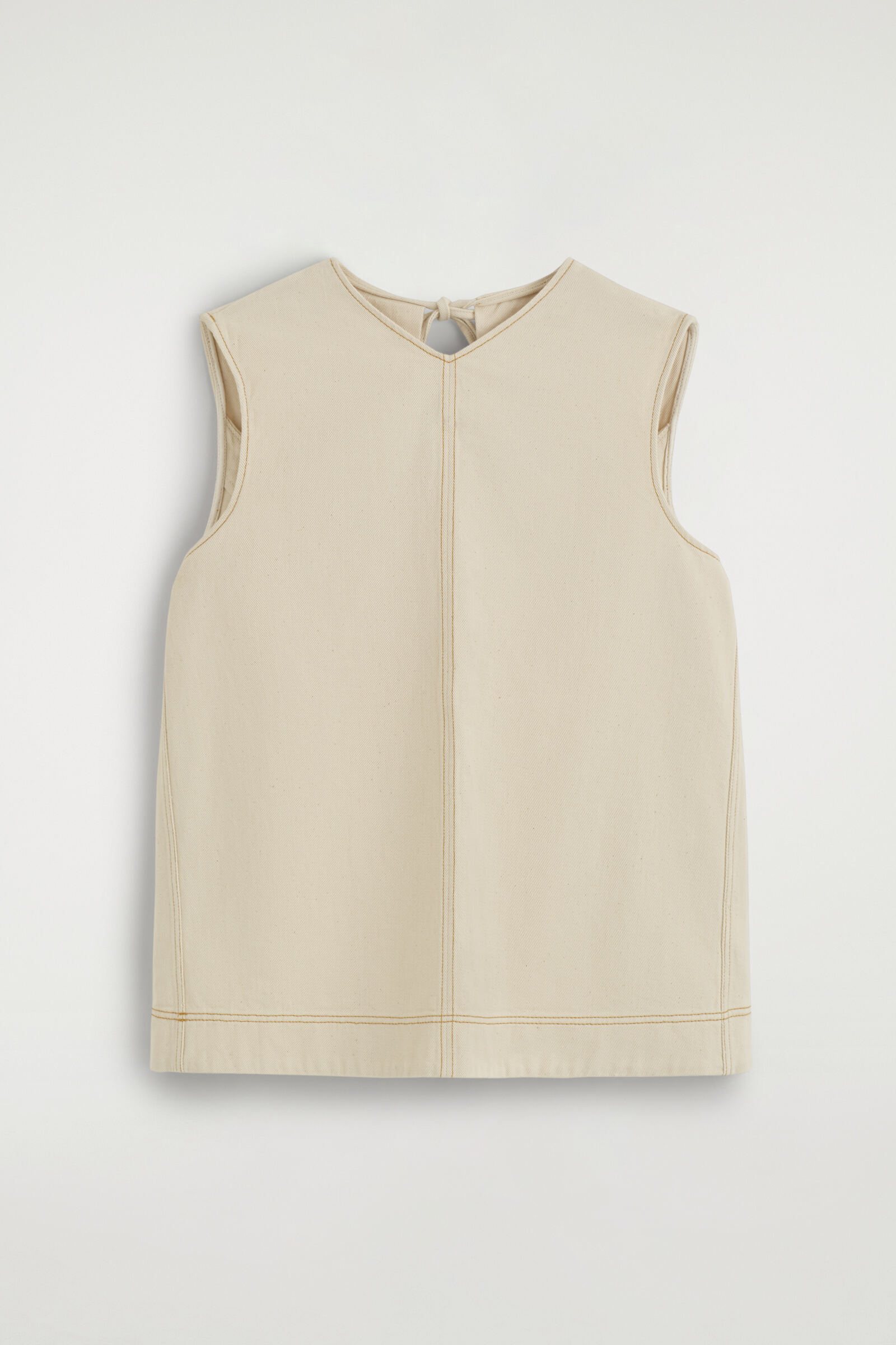 V-NECK OPEN-BACK DENIM TOPECRU