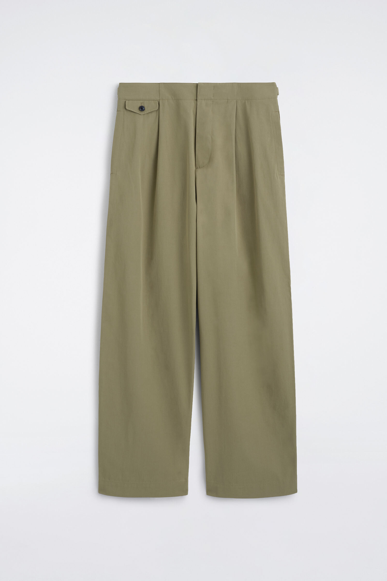 POCKET-DETAIL RELAXED-FIT WIDE-LEG TROUSERSKHAKI
