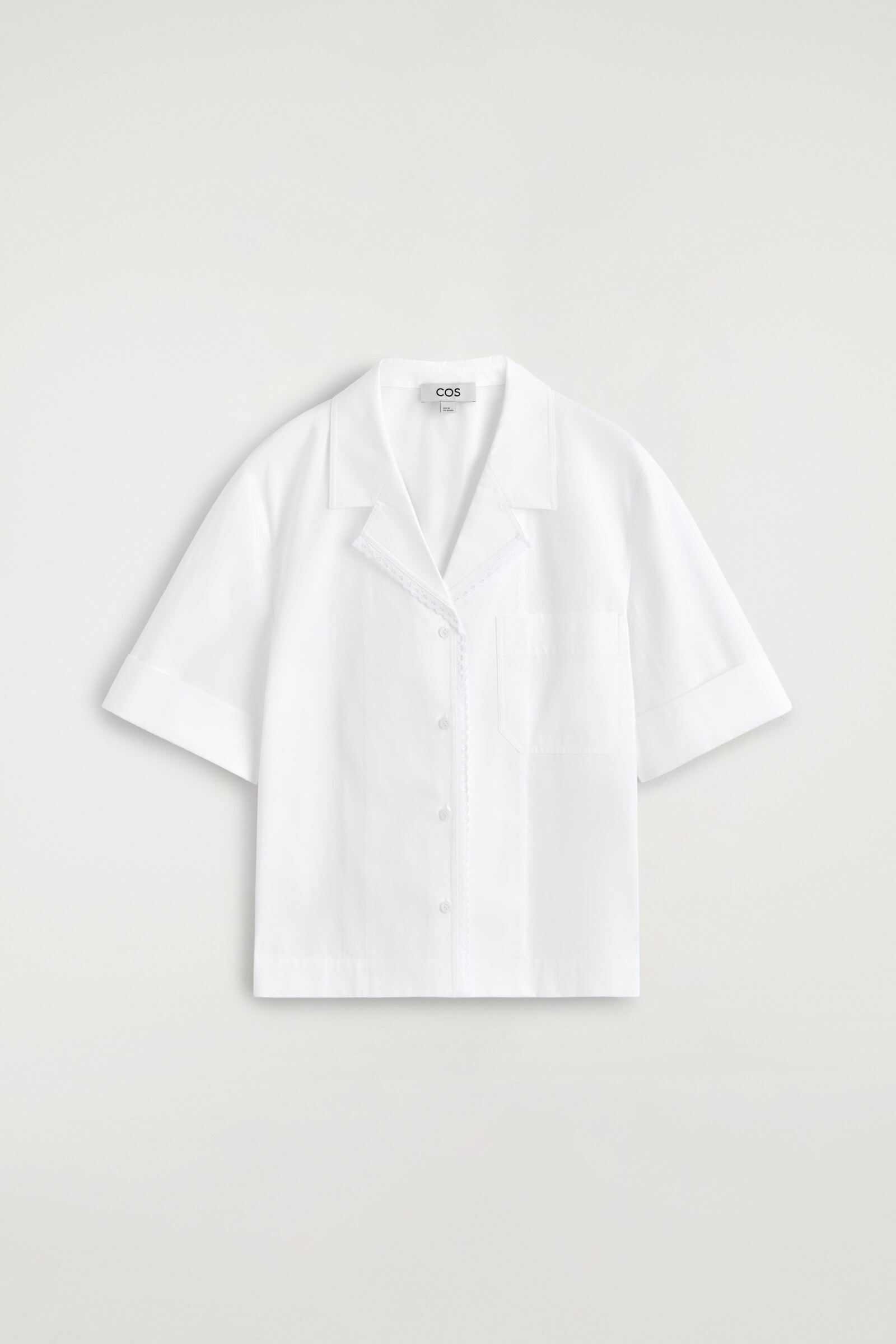 LACE-TRIMMED RESORT SHIRTWHITE