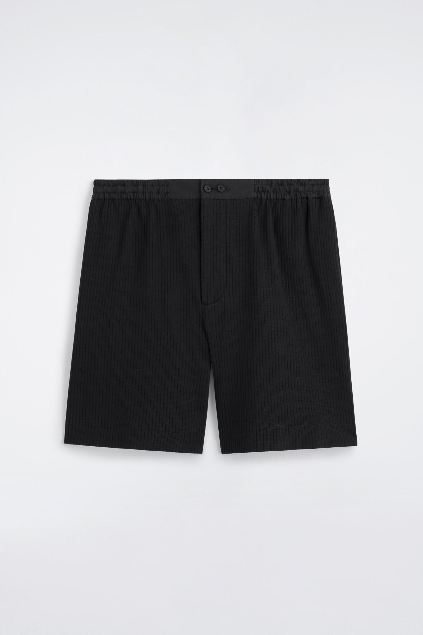 RIBBED COTTON-JERSEY SHORTSBLACK