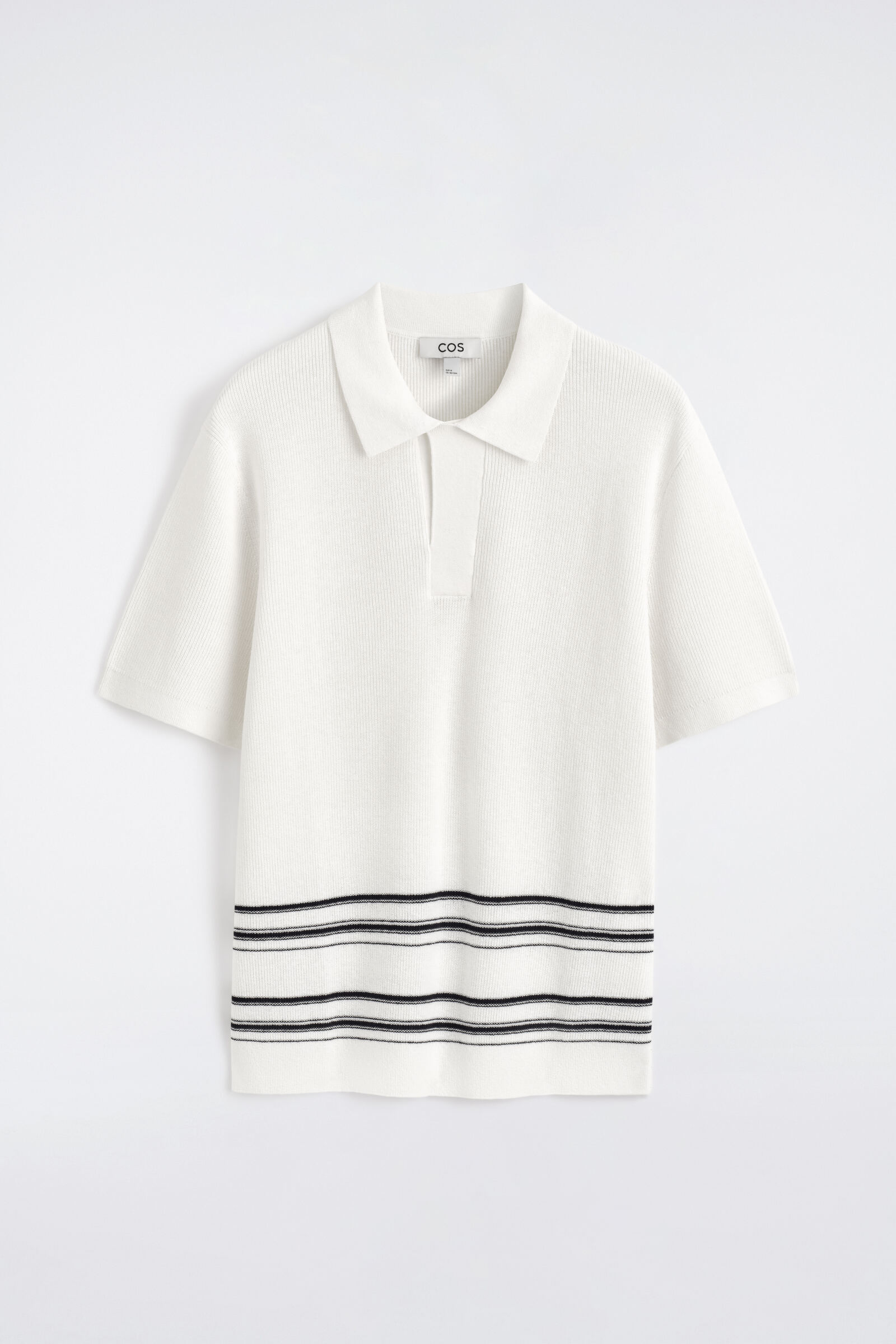 STRIPED KNITTED COTTON-LINEN POLO SHIRTCREAM / STRIPED