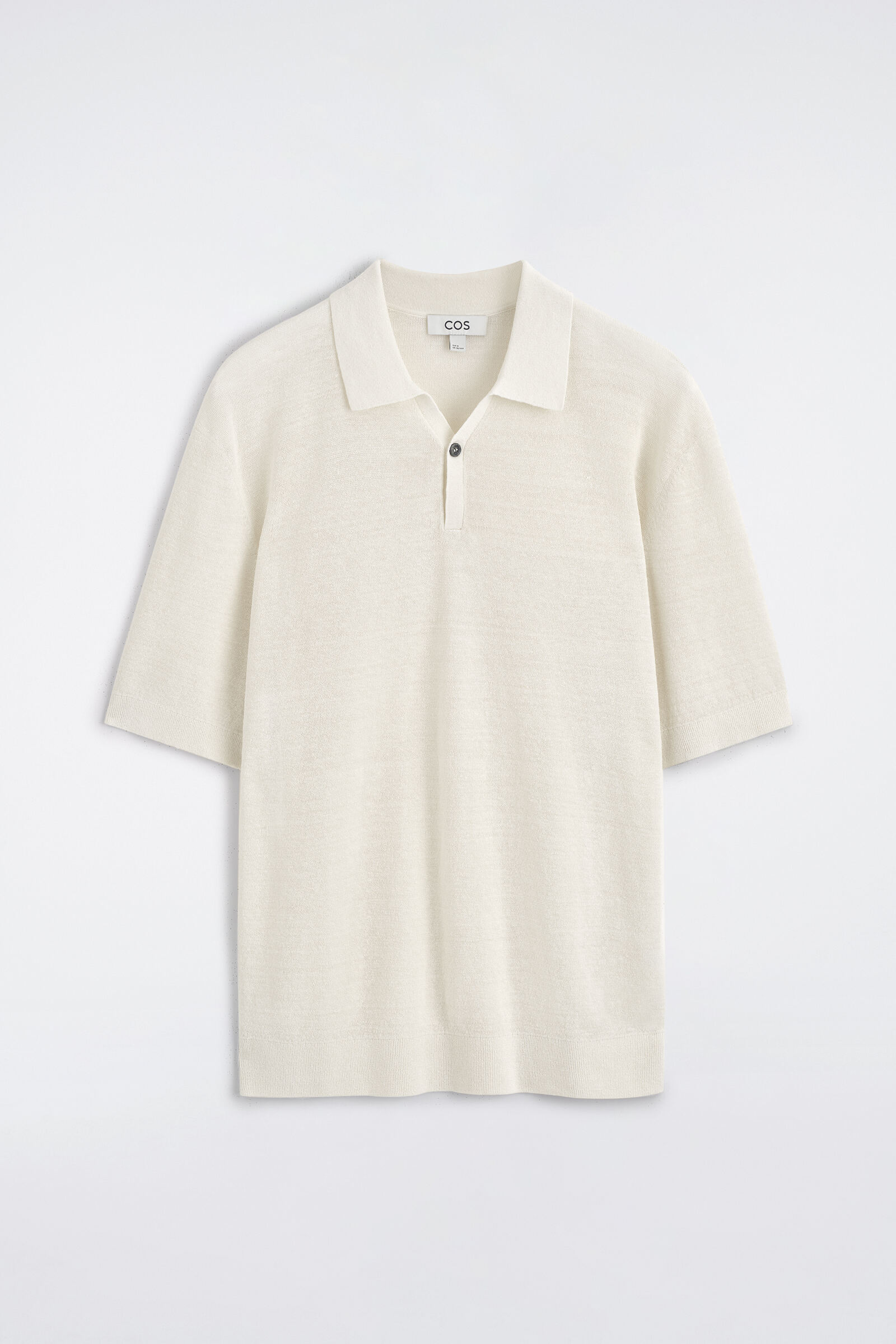 TEXTURED KNITTED LINEN POLO SHIRTCREAM