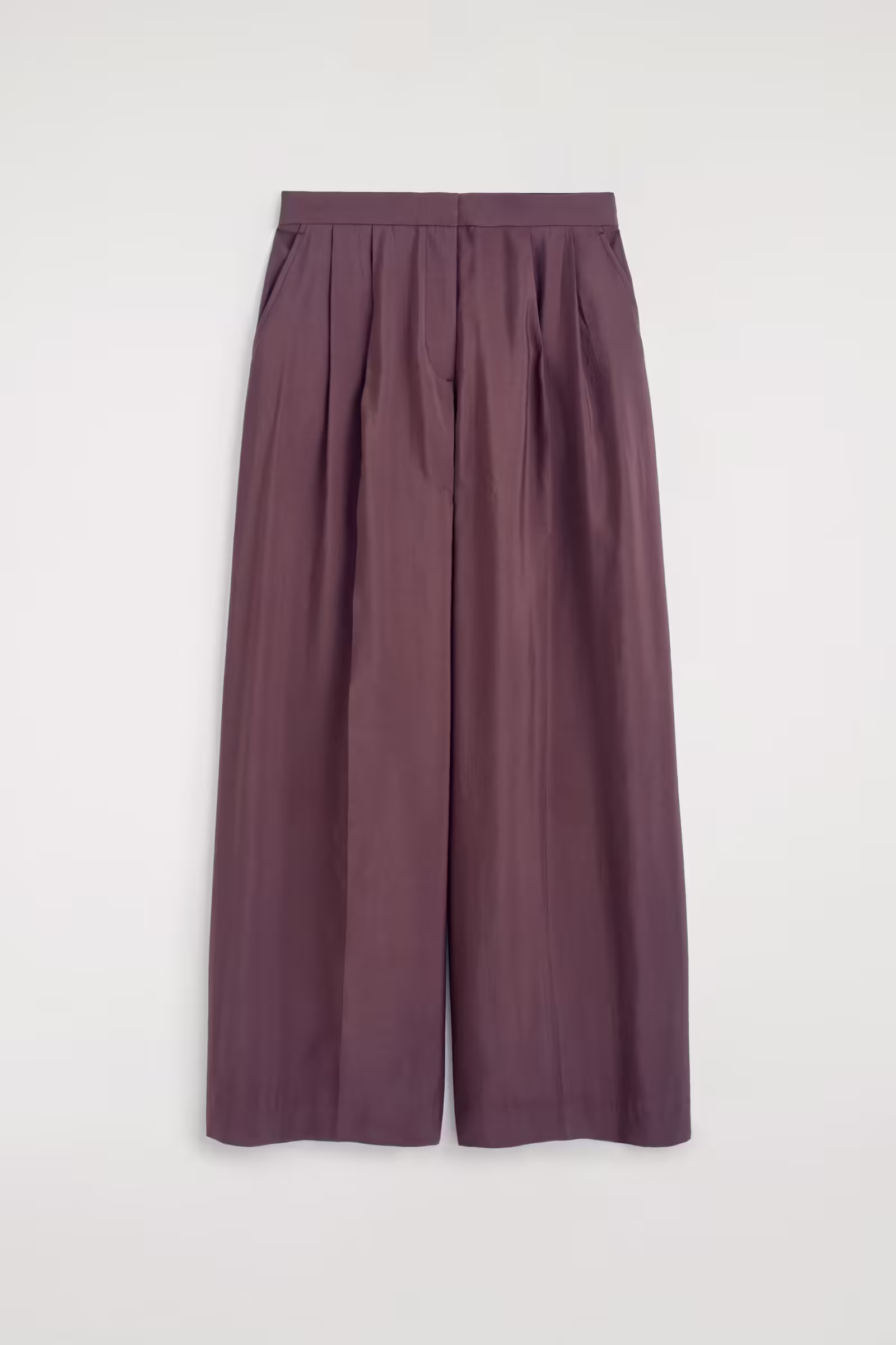 PLEATED MODAL WIDE-LEG TROUSERSDARK RED