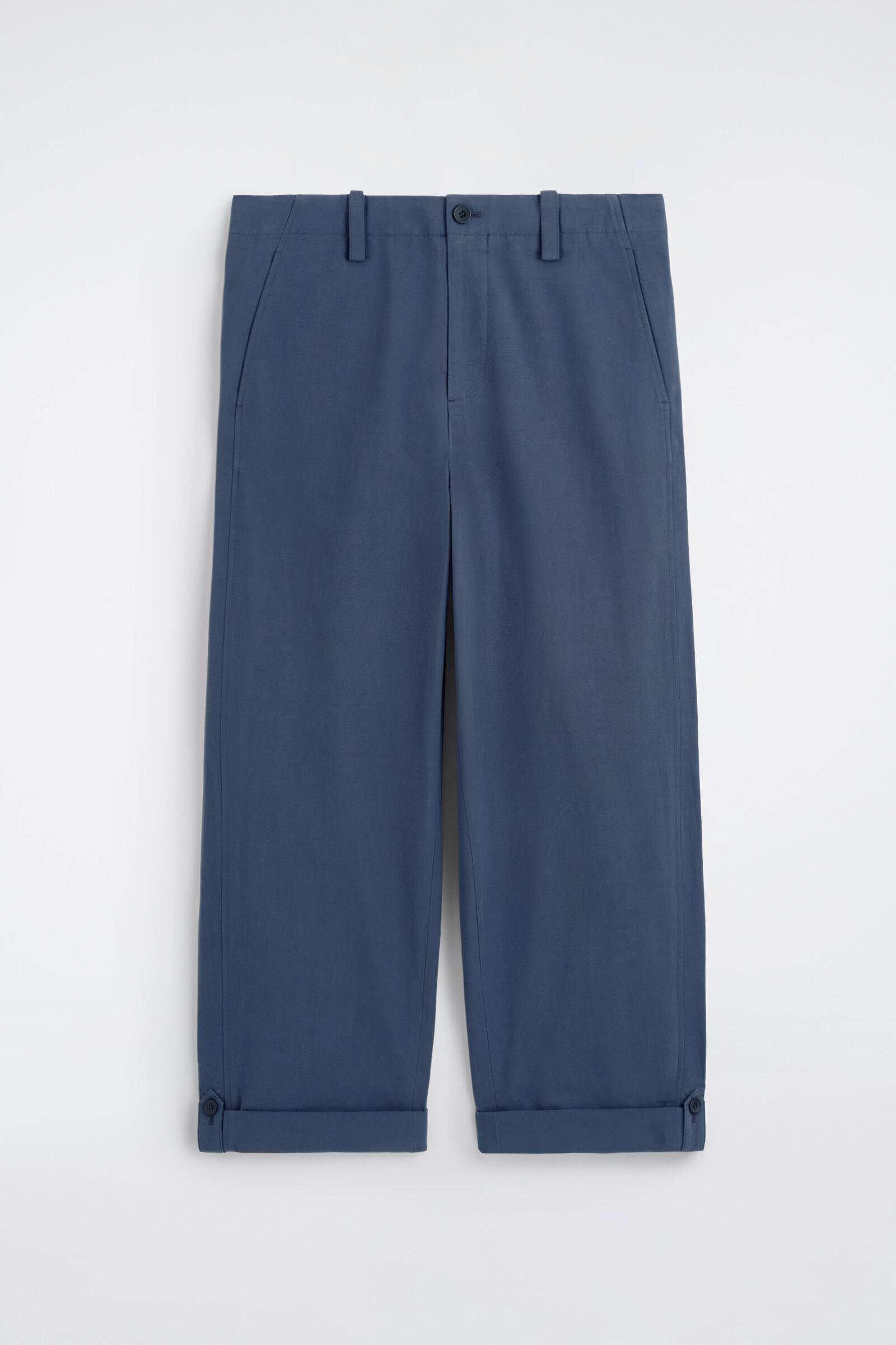 RELAXED-FIT STRAIGHT-LEG TURN-UP TROUSERSNAVY