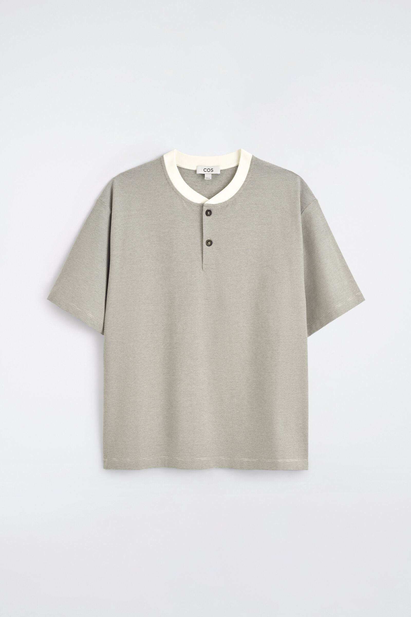 STRIPED COTTON HENLEY T-SHIRTWHITE / BLACK / STRIPED