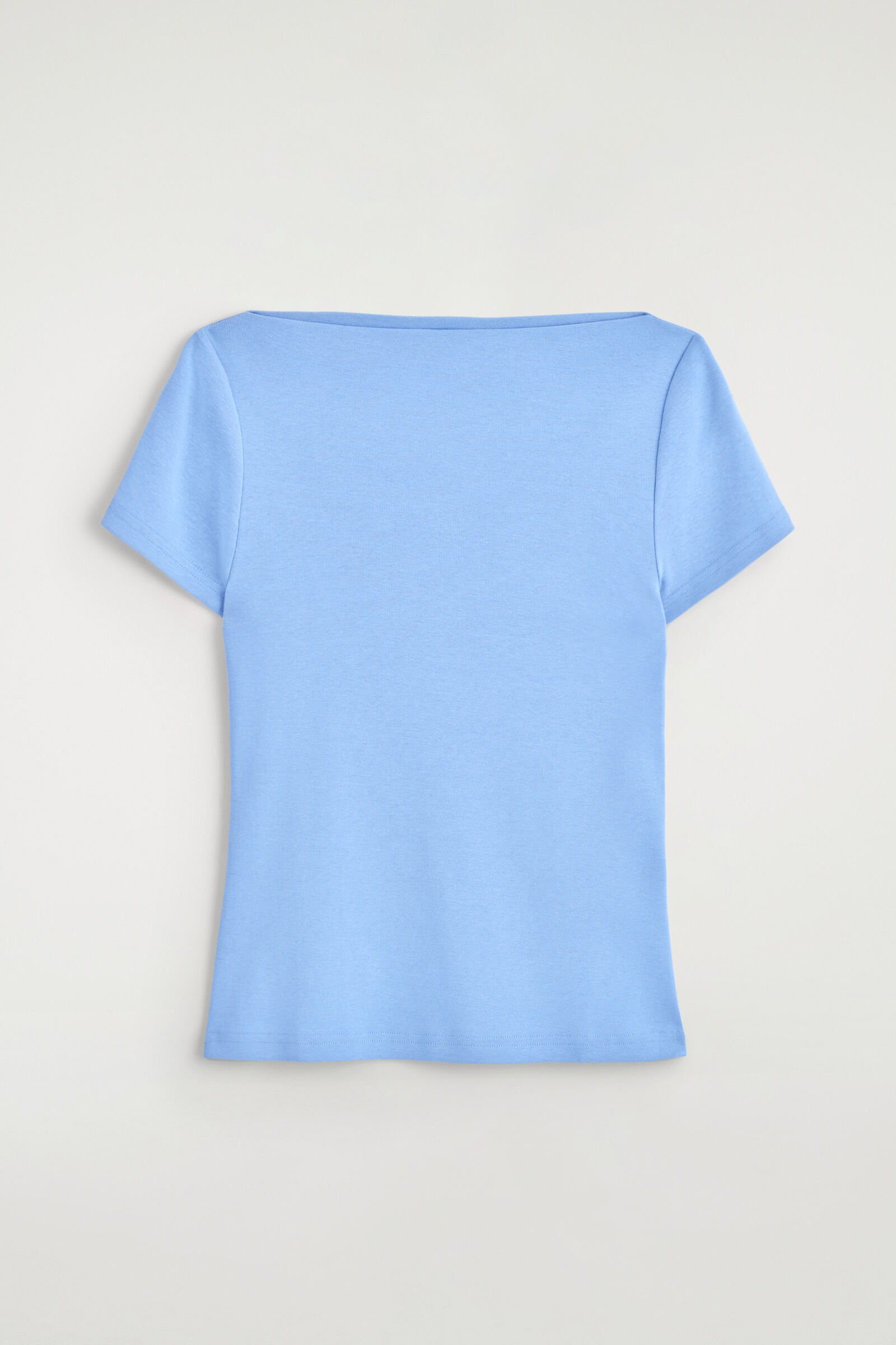 SLIM BOAT-NECK COTTON T-SHIRTLIGHT BLUE
