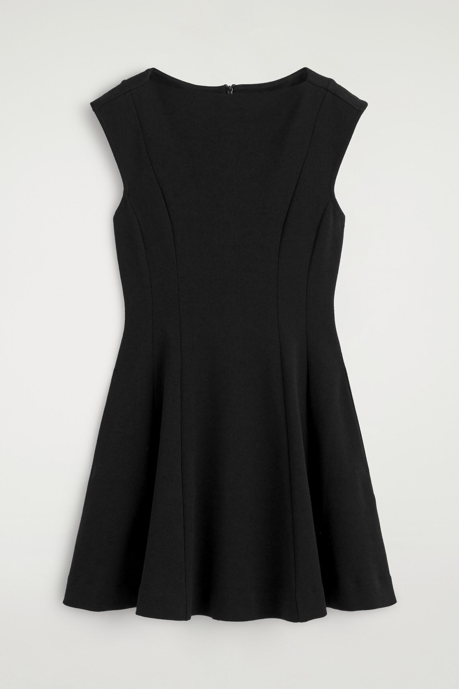 SCULPTED FLARED COTTON MINI DRESSBLACK