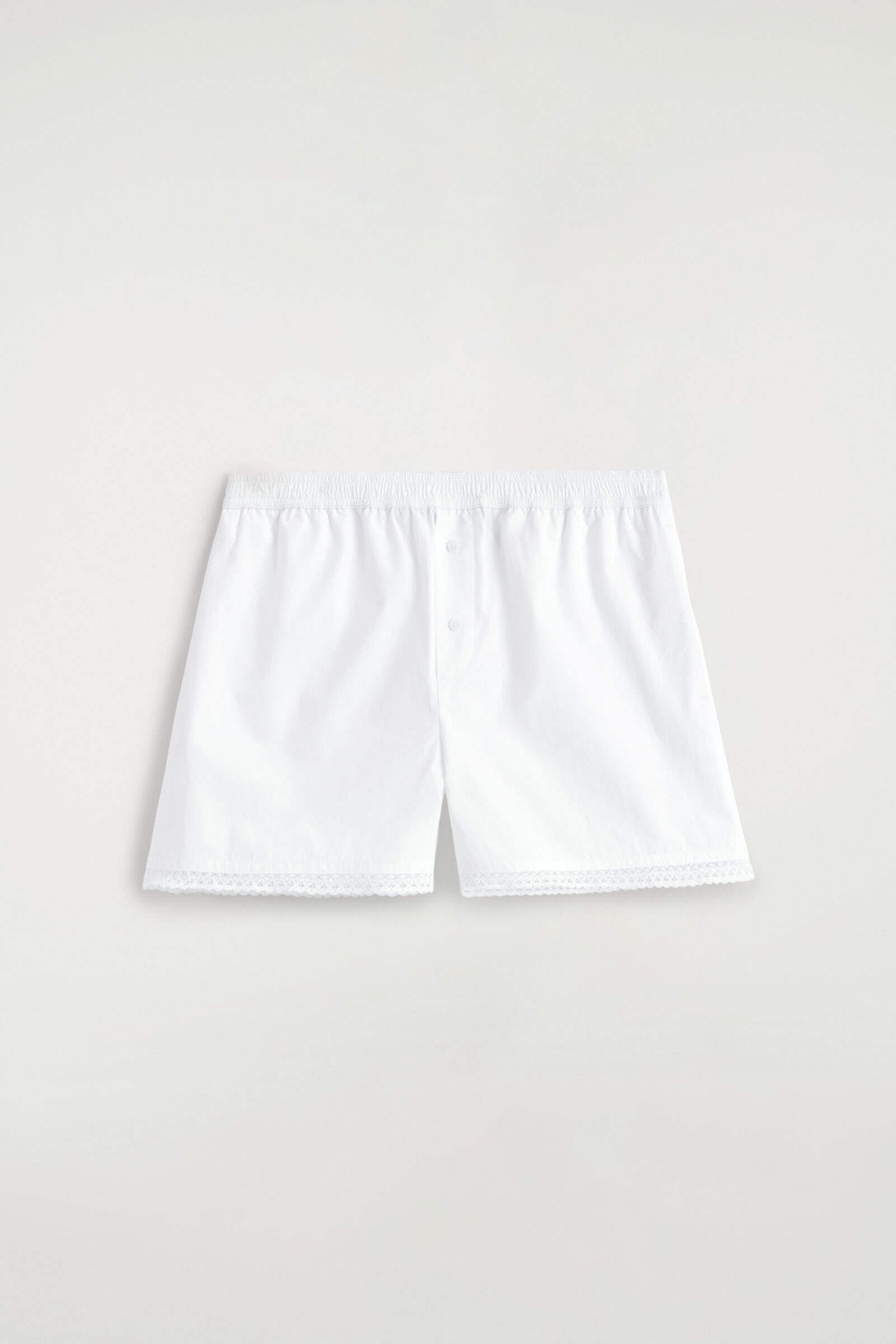 LACE-TRIMMED COTTON SHORTSWHITE
