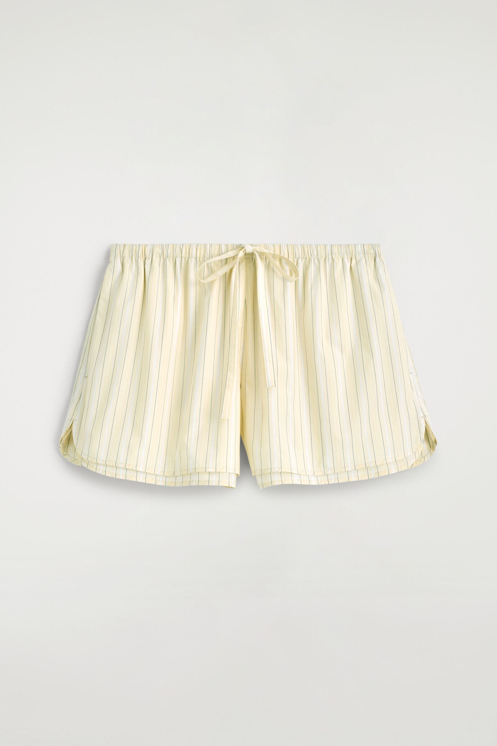 LAYERED DRAWSTRING COTTON-POPLIN SHORTSYELLOW / STRIPED