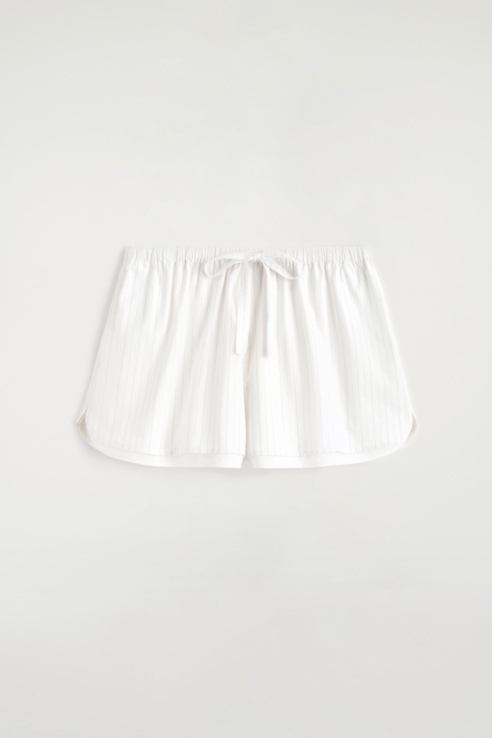 LAYERED DRAWSTRING COTTON-POPLIN SHORTSWHITE / STRIPED