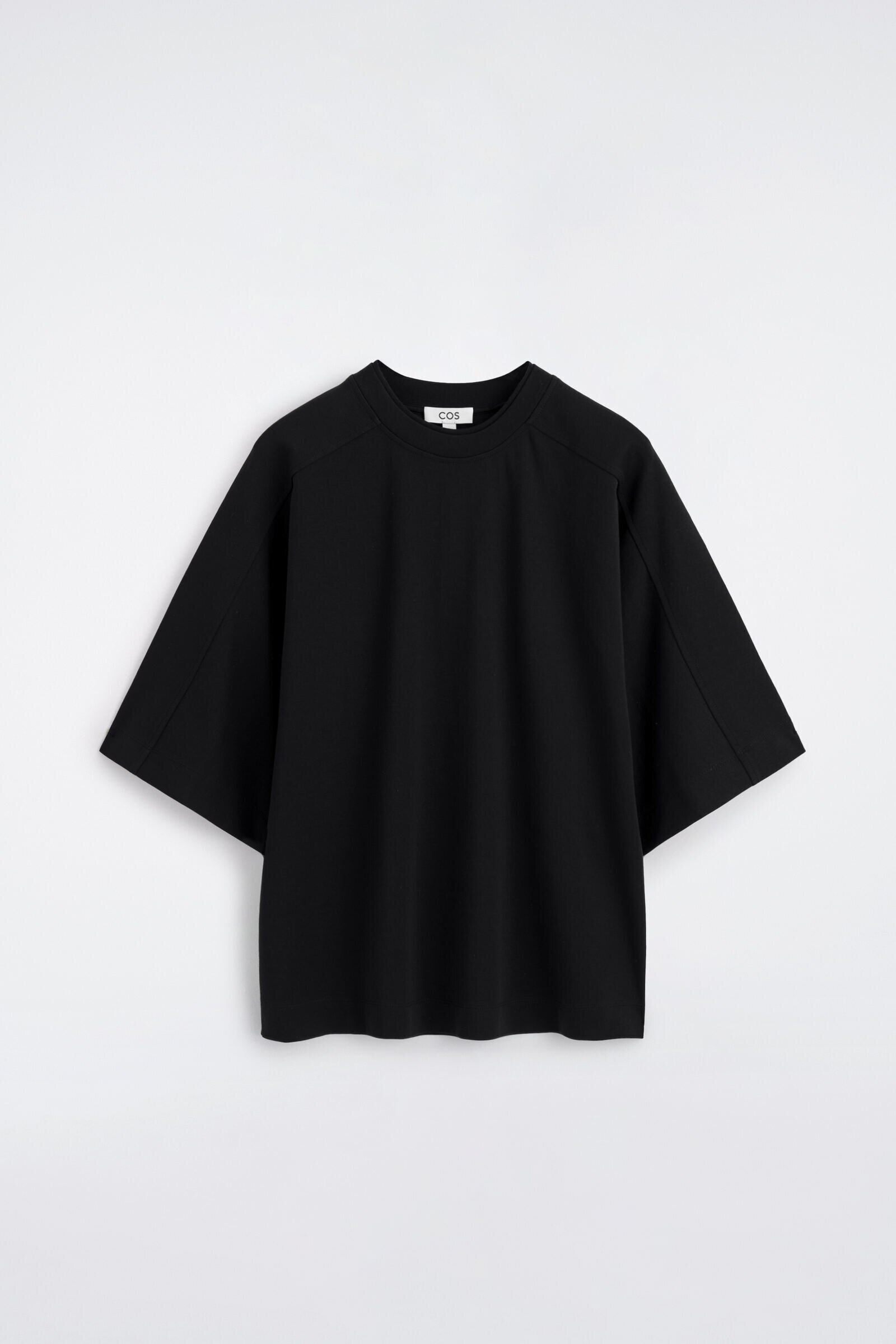 OVERSIZED INTERLOCK COTTON T-SHIRTBLACK