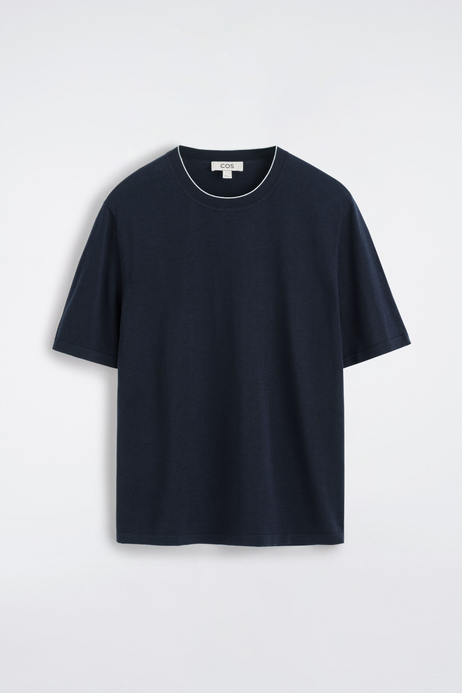 CONTRAST-TIPPED SILK-COTTON T-SHIRTNAVY
