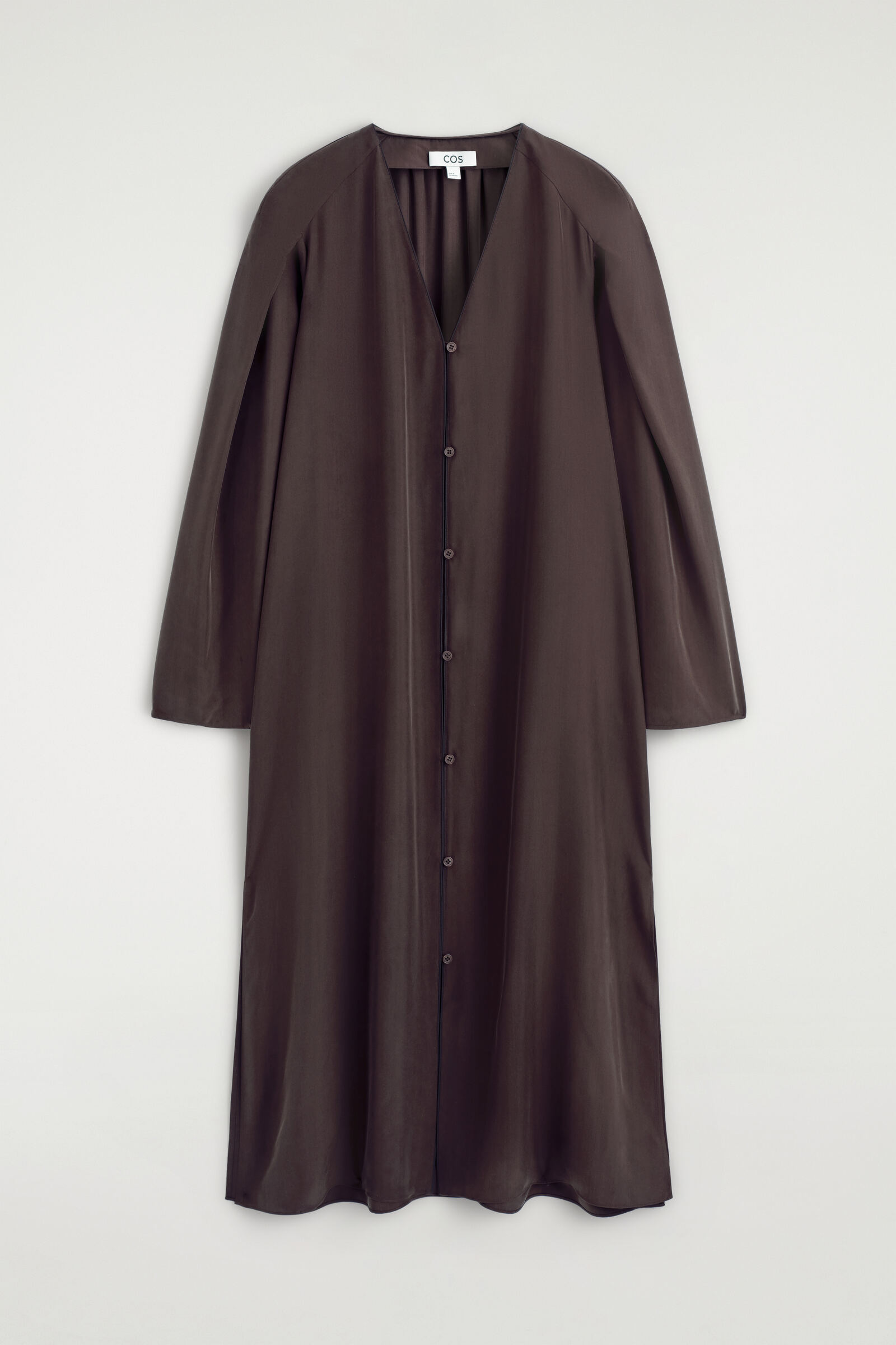 GATHERED SILK MIDI DRESSBROWN