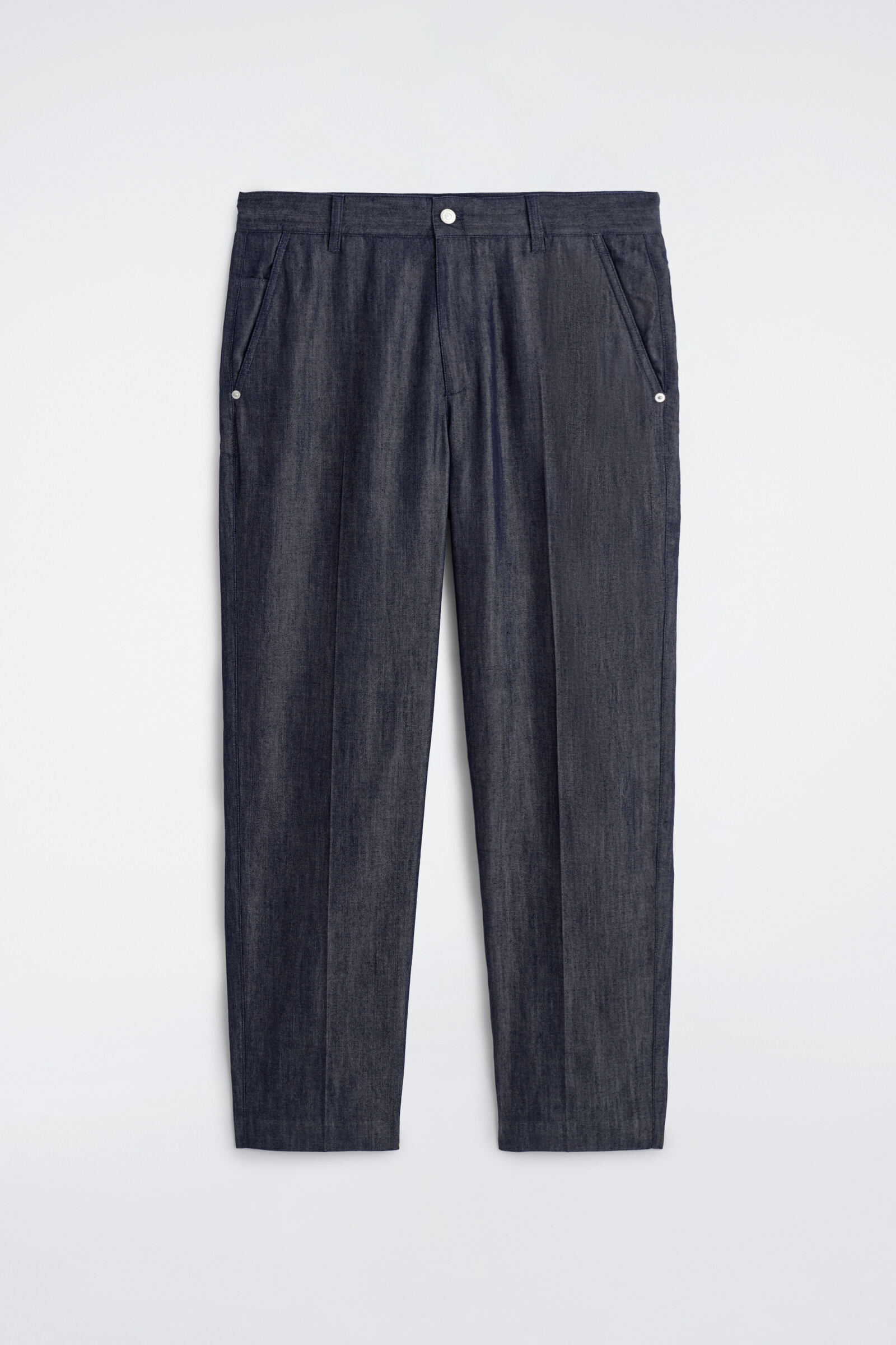 RAW DENIM REGULAR-FIT STRAIGHT-LEG TROUSERSINDIGO