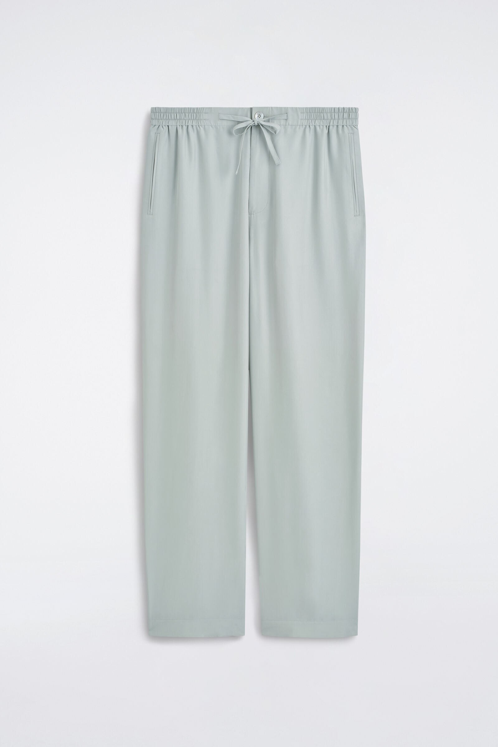 SILK RELAXED-FIT STRAIGHT-LEG TROUSERSSAGE GREEN