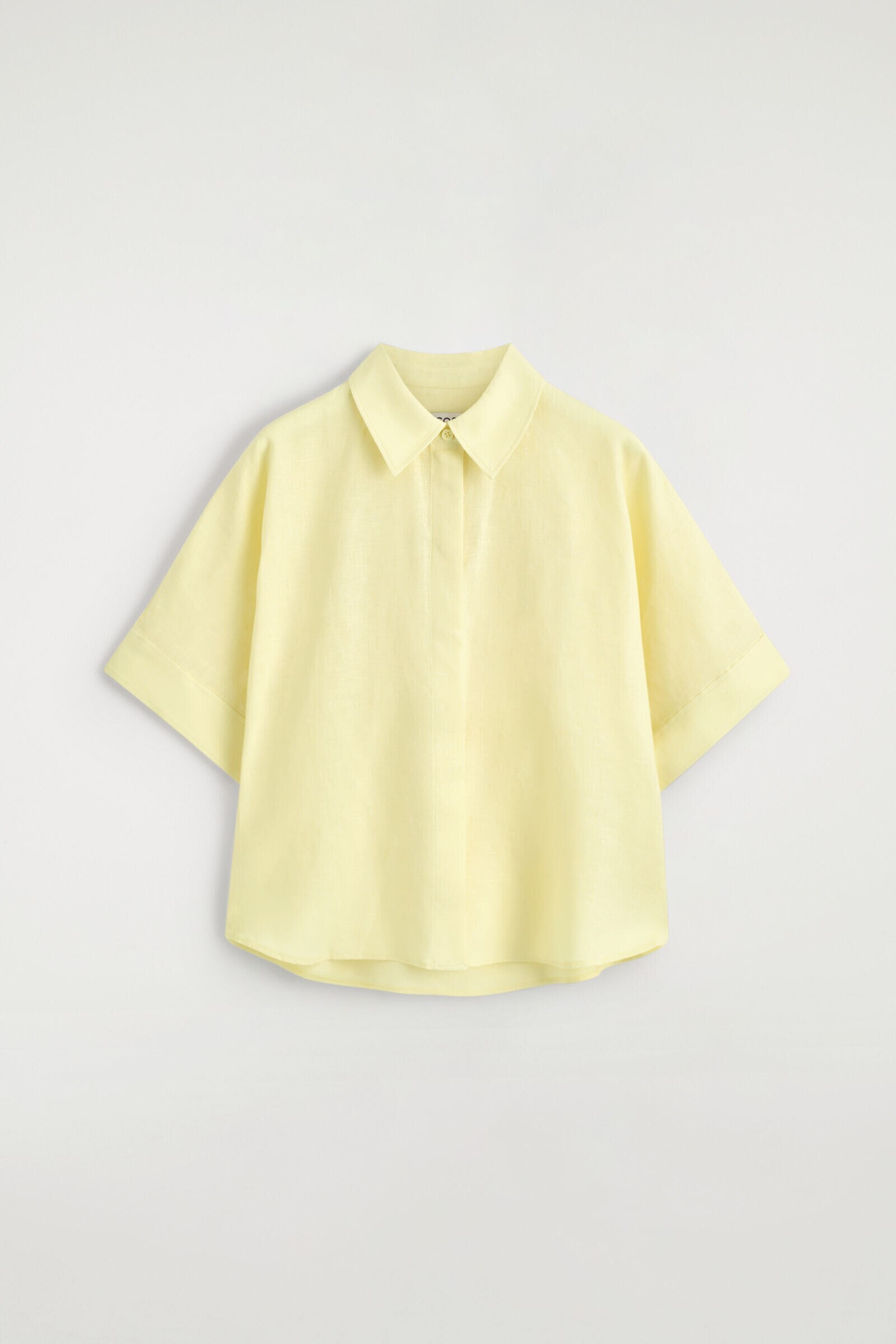 OVERSIZED SHORT-SLEEVED LINEN SHIRTYELLOW