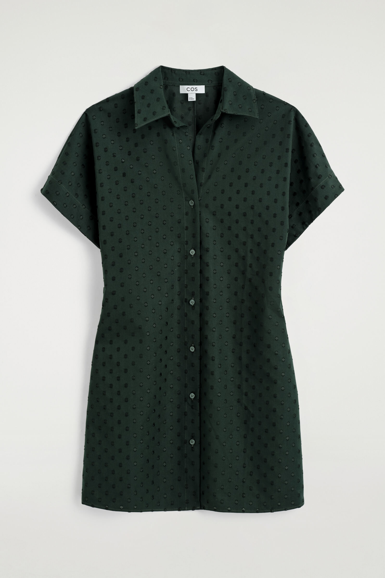 POLKA-DOT COTTON-JACQUARD SHIRT DRESSDARK GREEN / POLKA DOT