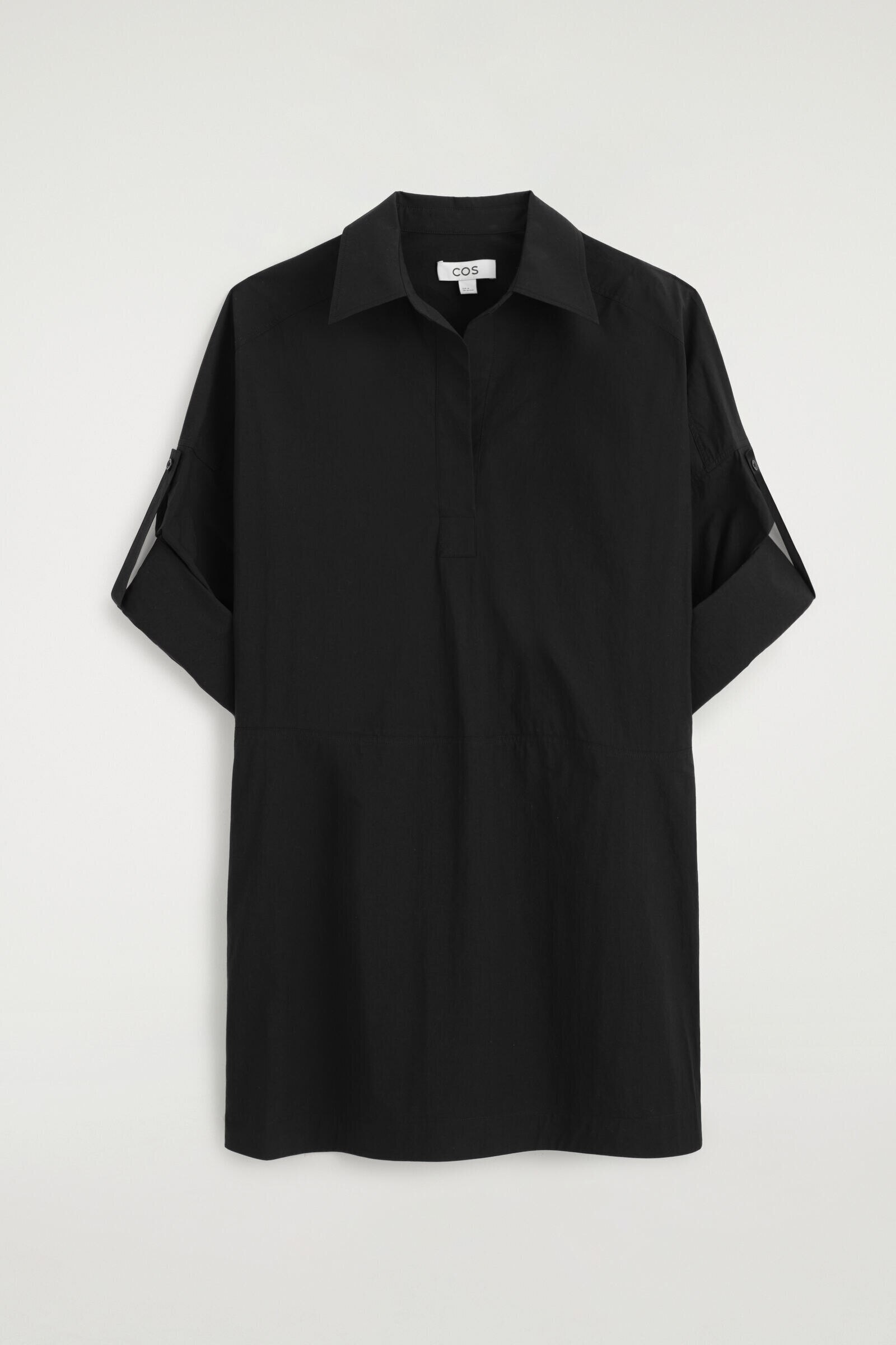 COTTON-POPLIN SHORT-SLEEVED SHIRT DRESSBLACK