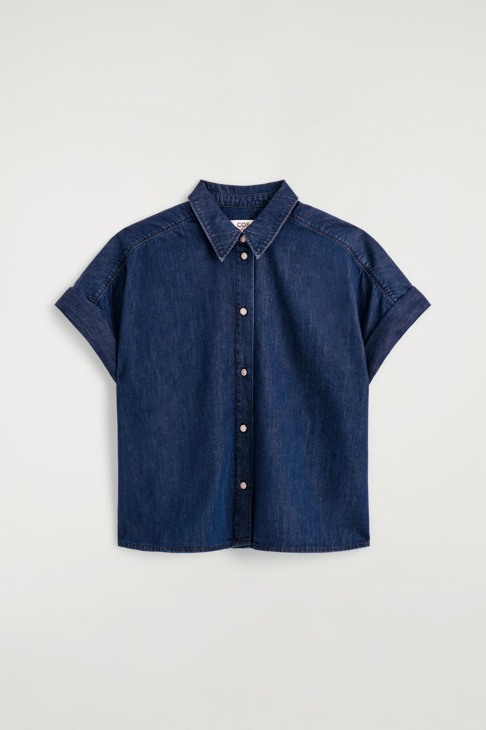 SHORT-SLEEVED DENIM SHIRTDARK BLUE