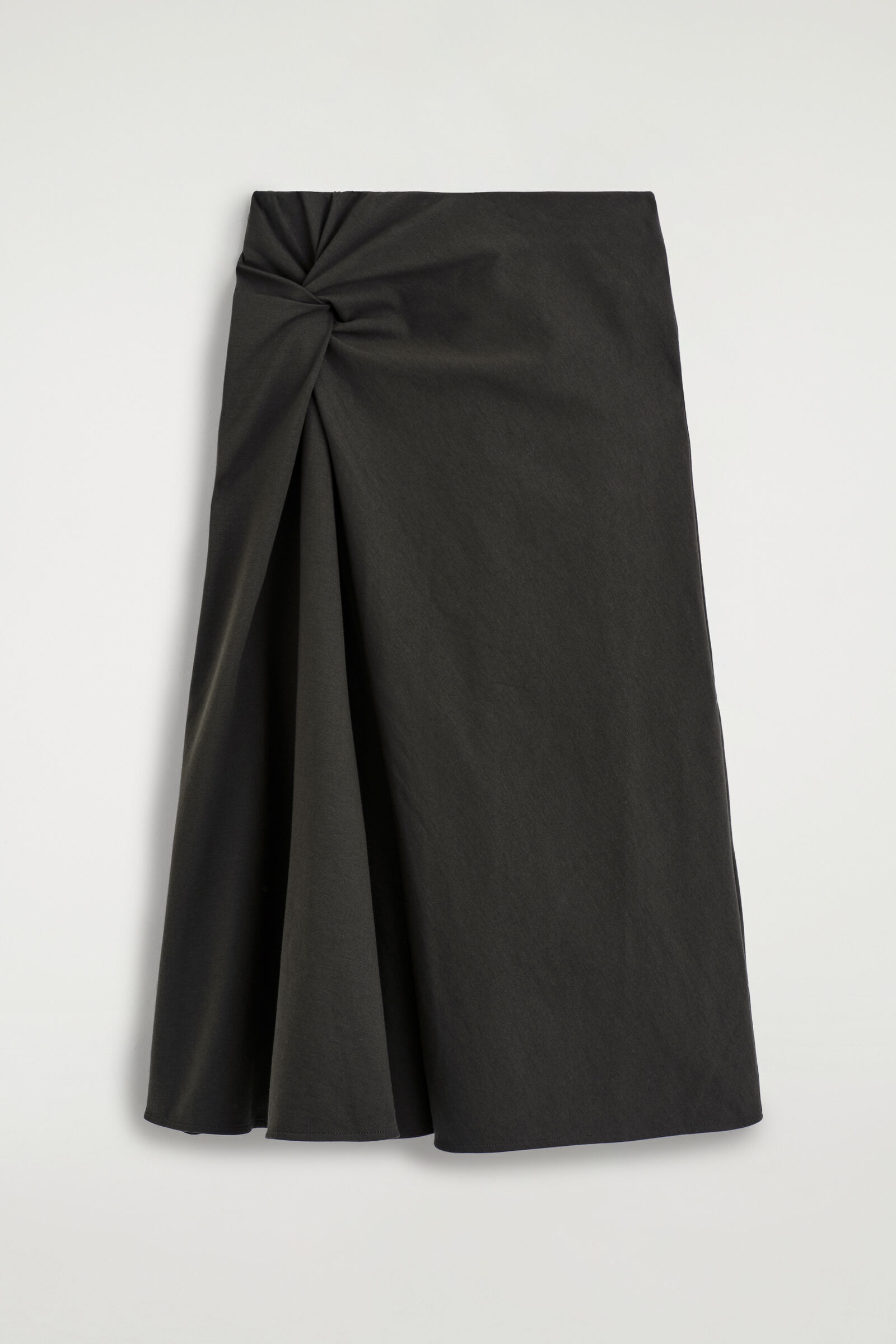 TWIST-DETAIL JERSEY MIDI SKIRTDARK GREEN