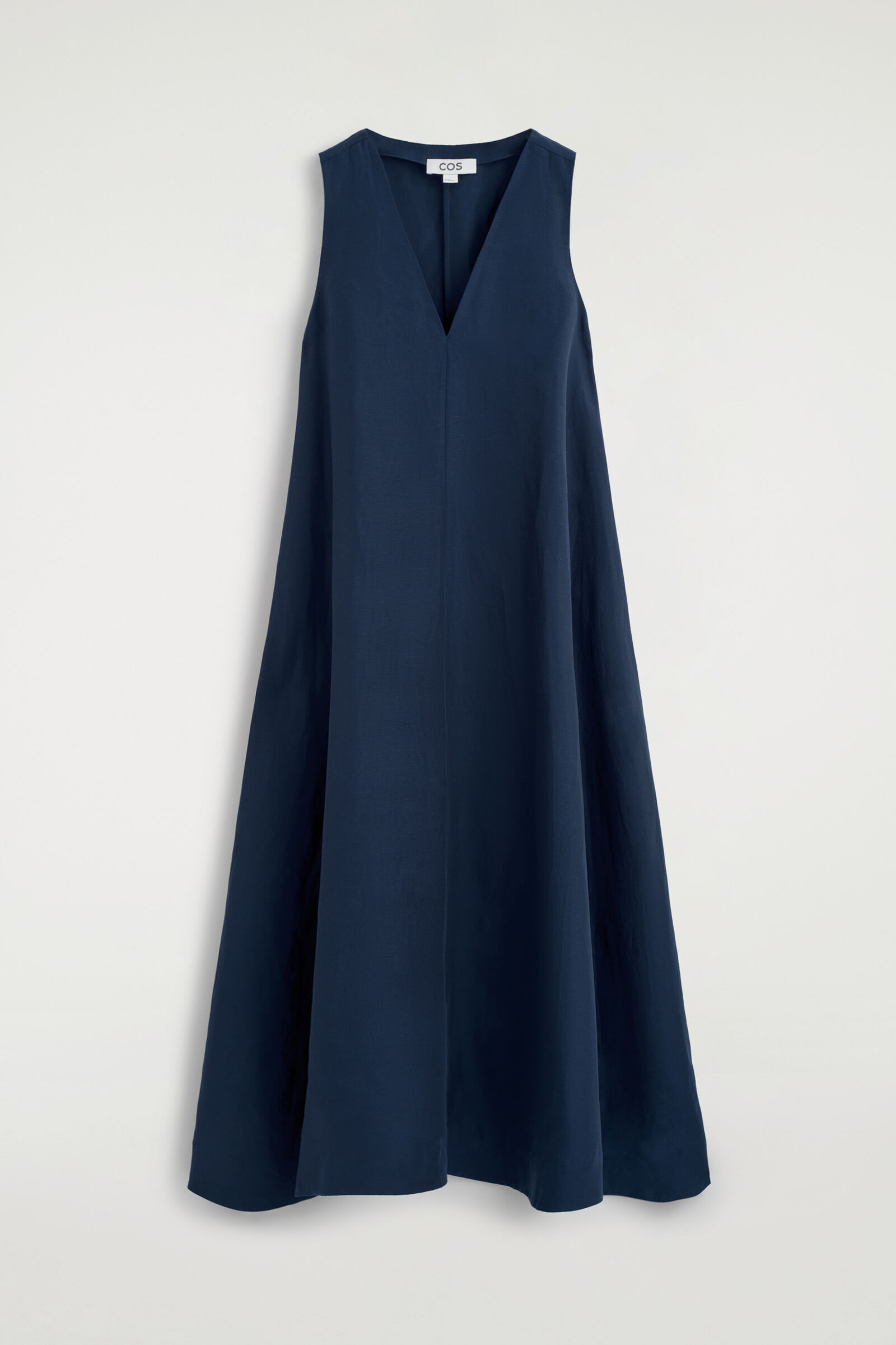 A-LINE LINEN-BLEND MAXI DRESSDARK BLUE
