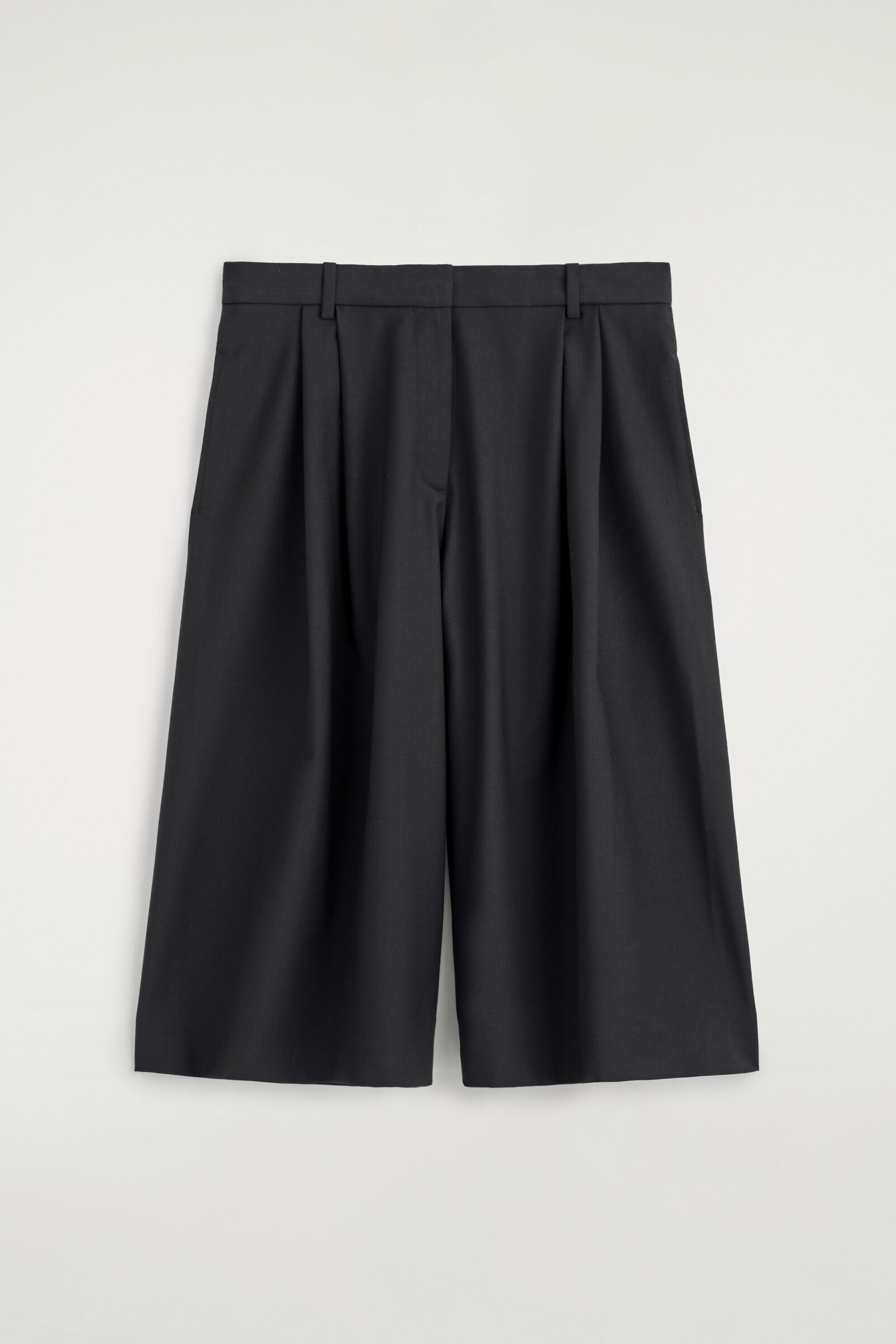 PLEATED WOOL-BLEND CULOTTESBLACK