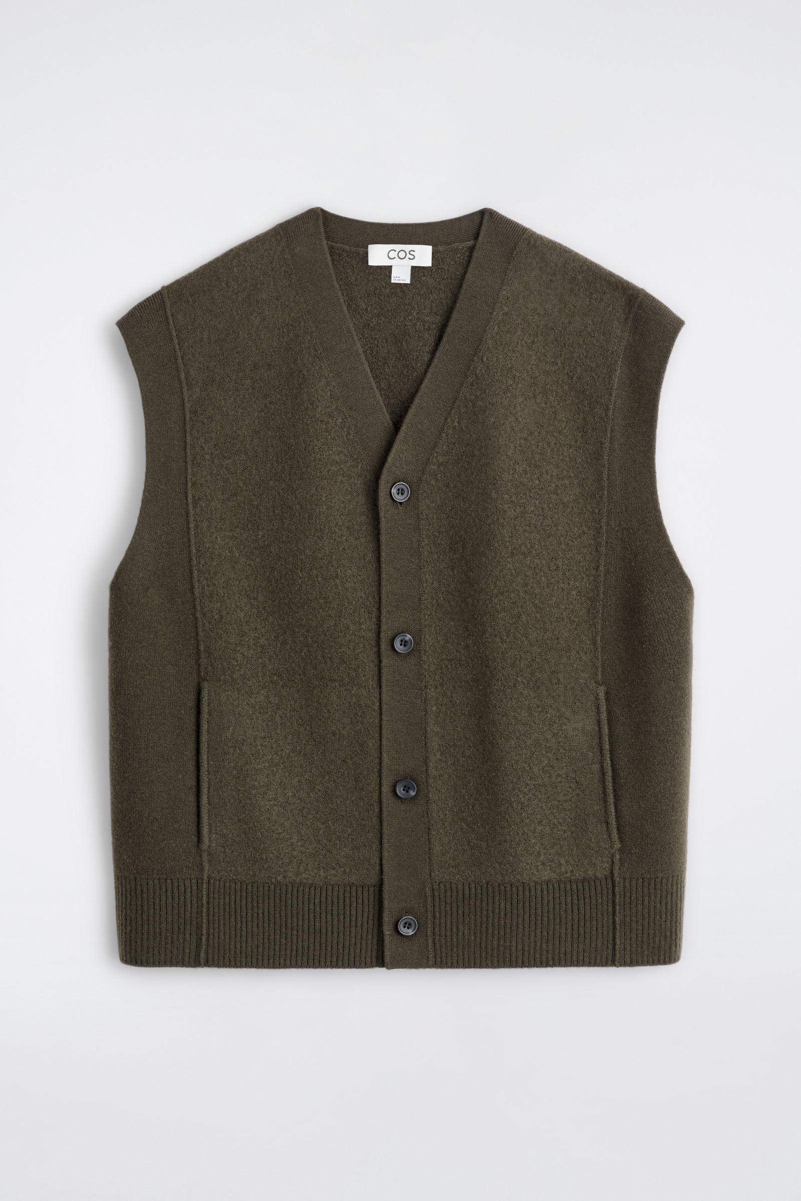 BUTTONED BOILED-WOOL VESTDARK KHAKI