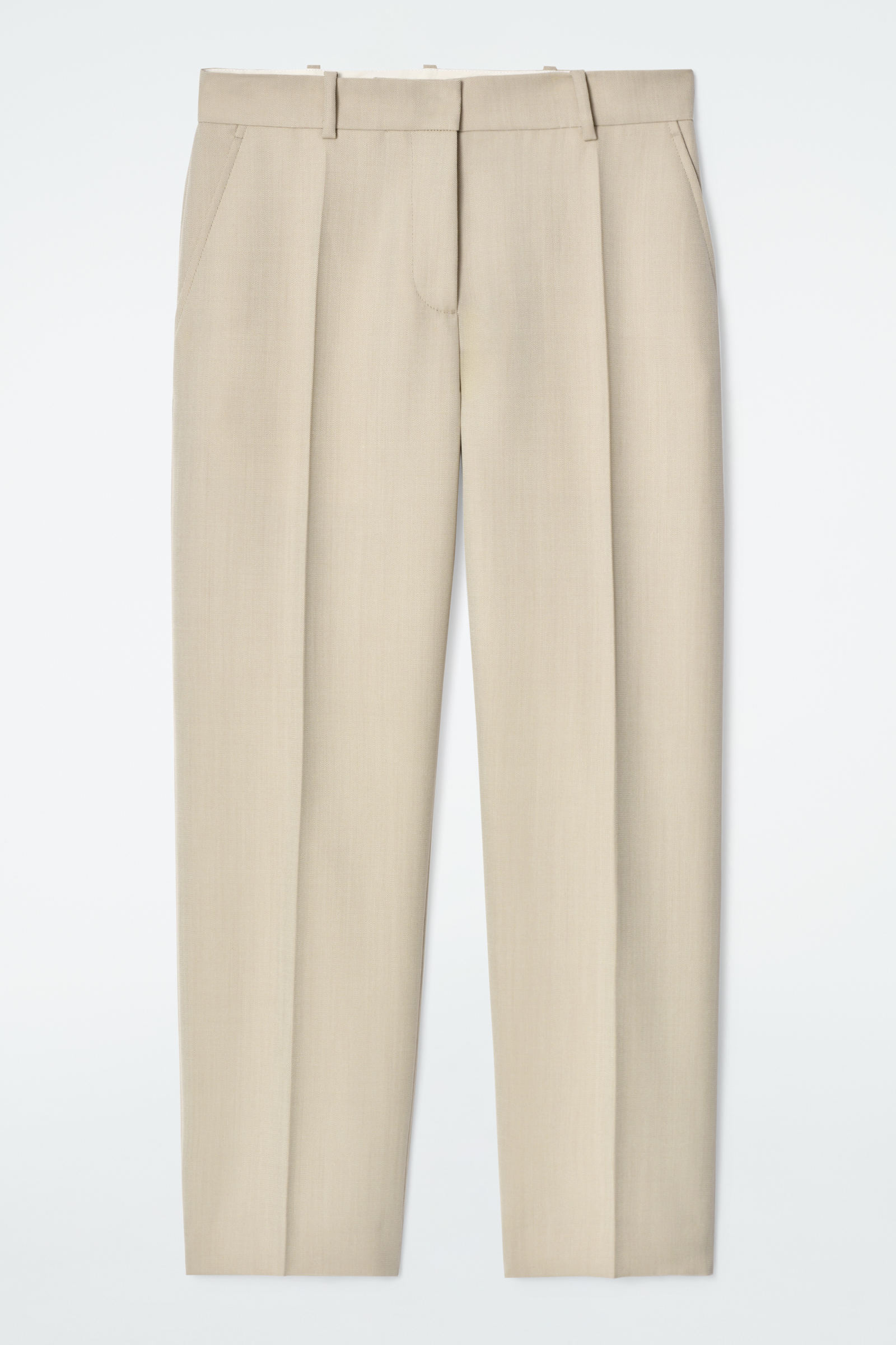 WOOL SLIM-LEG TROUSERSBEIGE