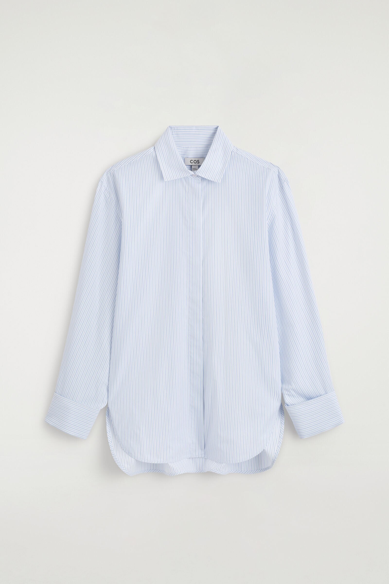 CUTAWAY-COLLAR STRIPED COTTON-BLEND SHIRTBLUE / WHITE / STRIPED