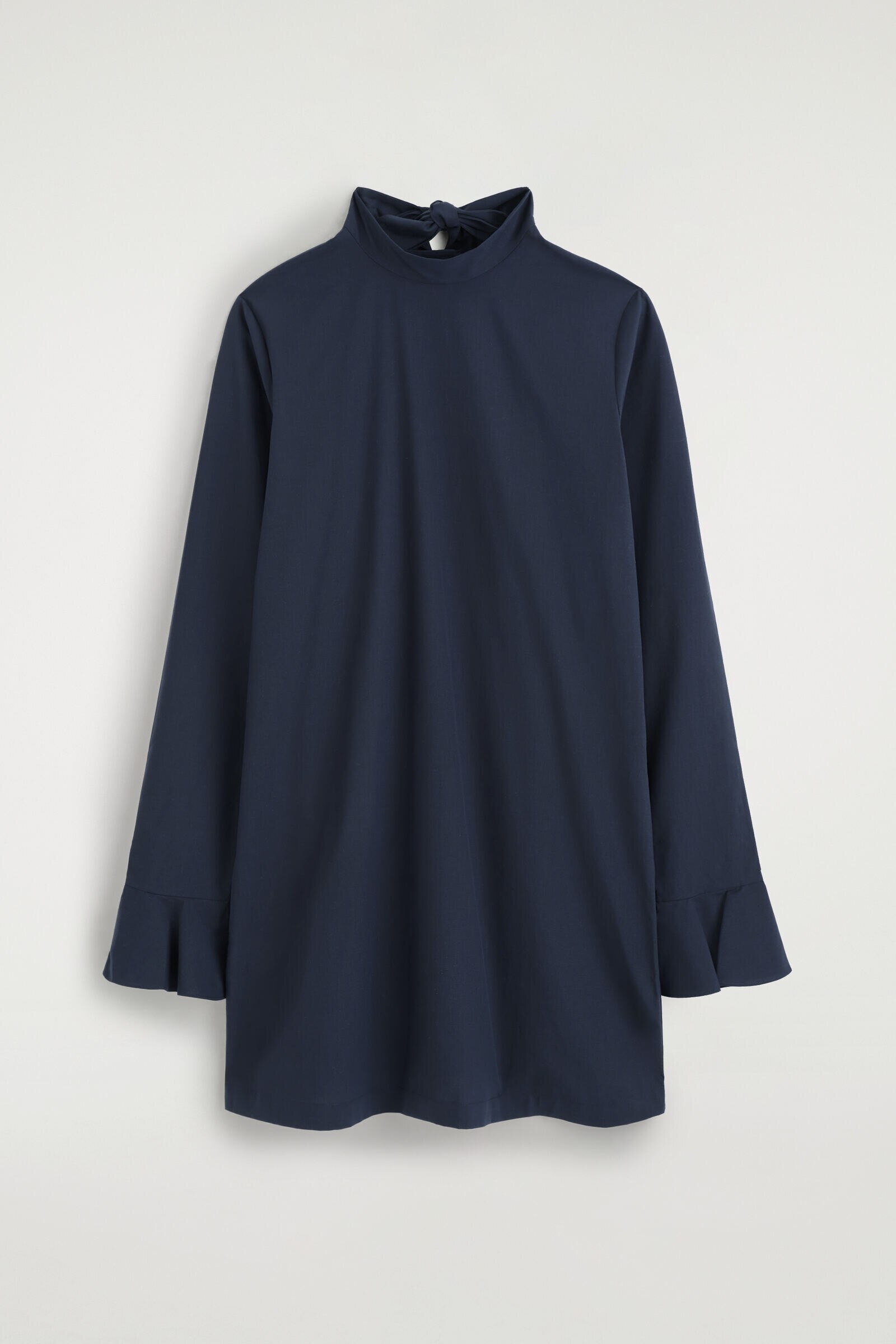 FLARED-CUFF COTTON MINI DRESSNAVY