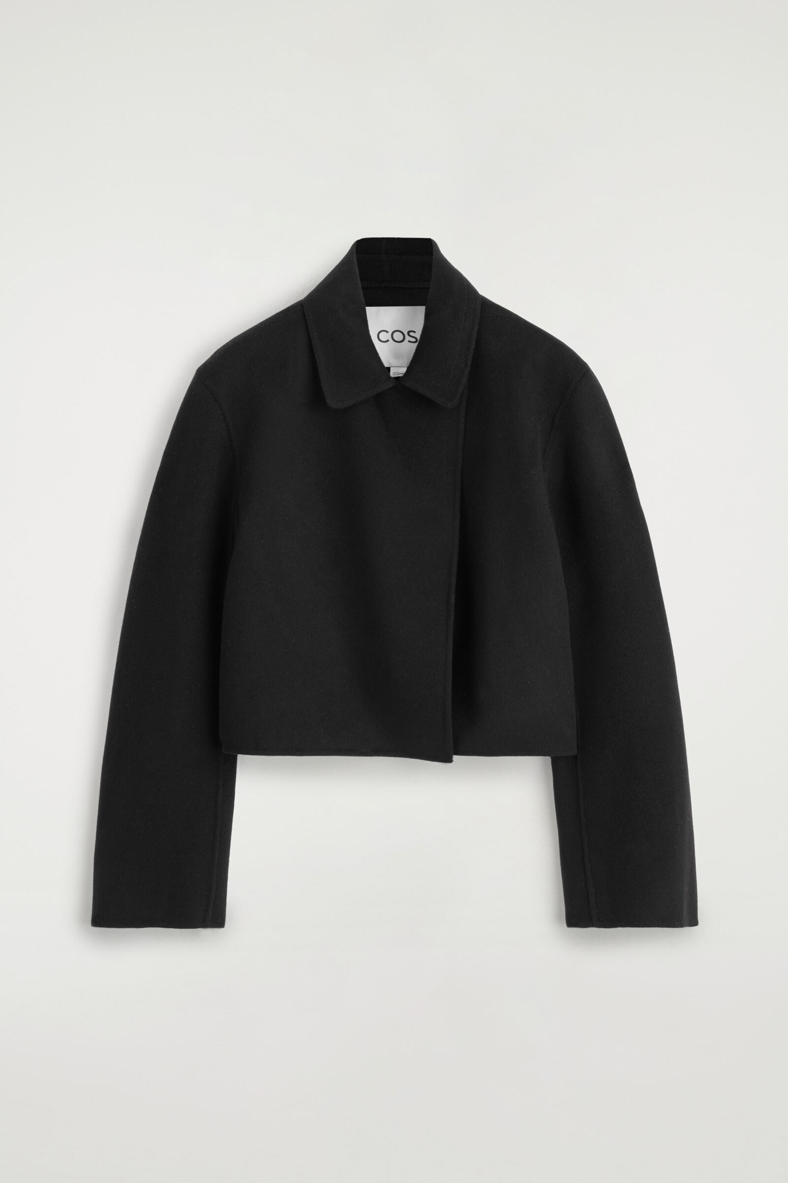 OVERSIZED CROPPED DOUBLE-FACED WOOL JACKETBLACK