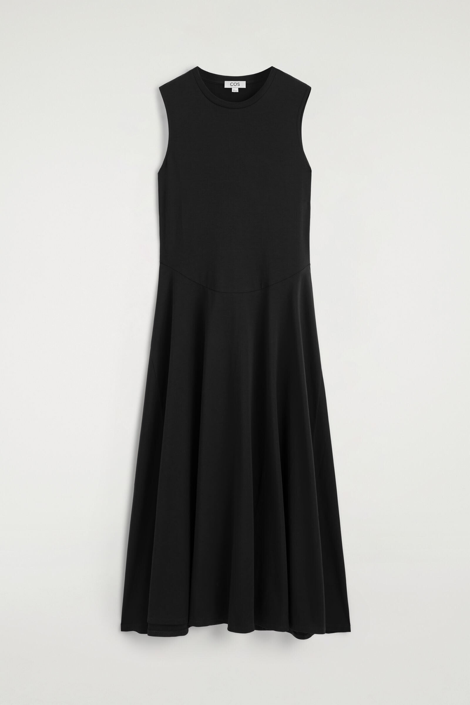SCULPTURAL COTTON-JERSEY MIDI DRESSBLACK