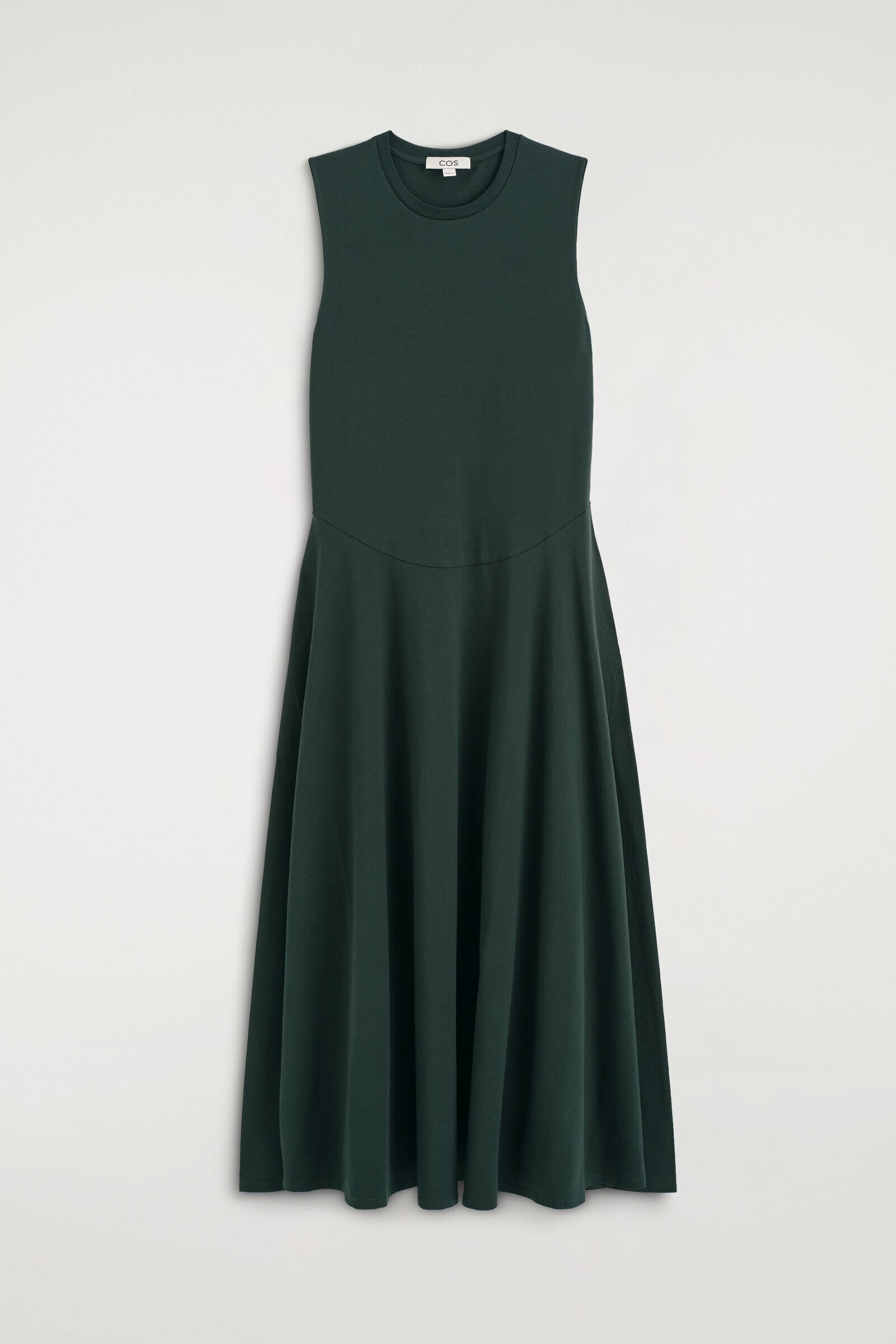 SCULPTURAL COTTON-JERSEY MIDI DRESSDARK GREEN