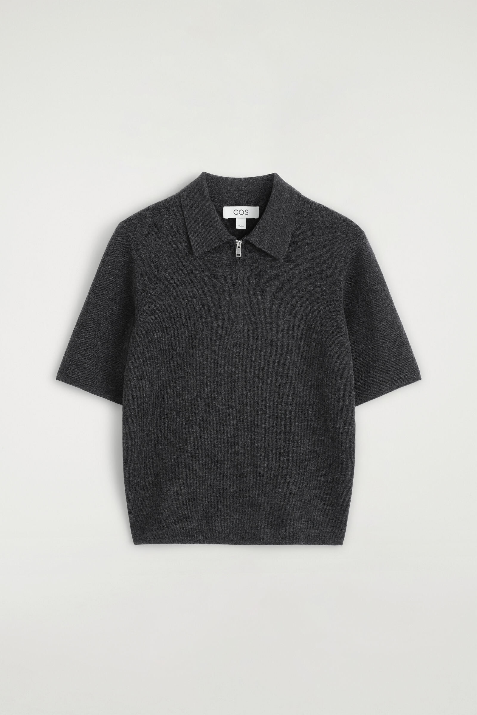 MERINO WOOL ZIP-UP POLO SHIRTCHARCOAL