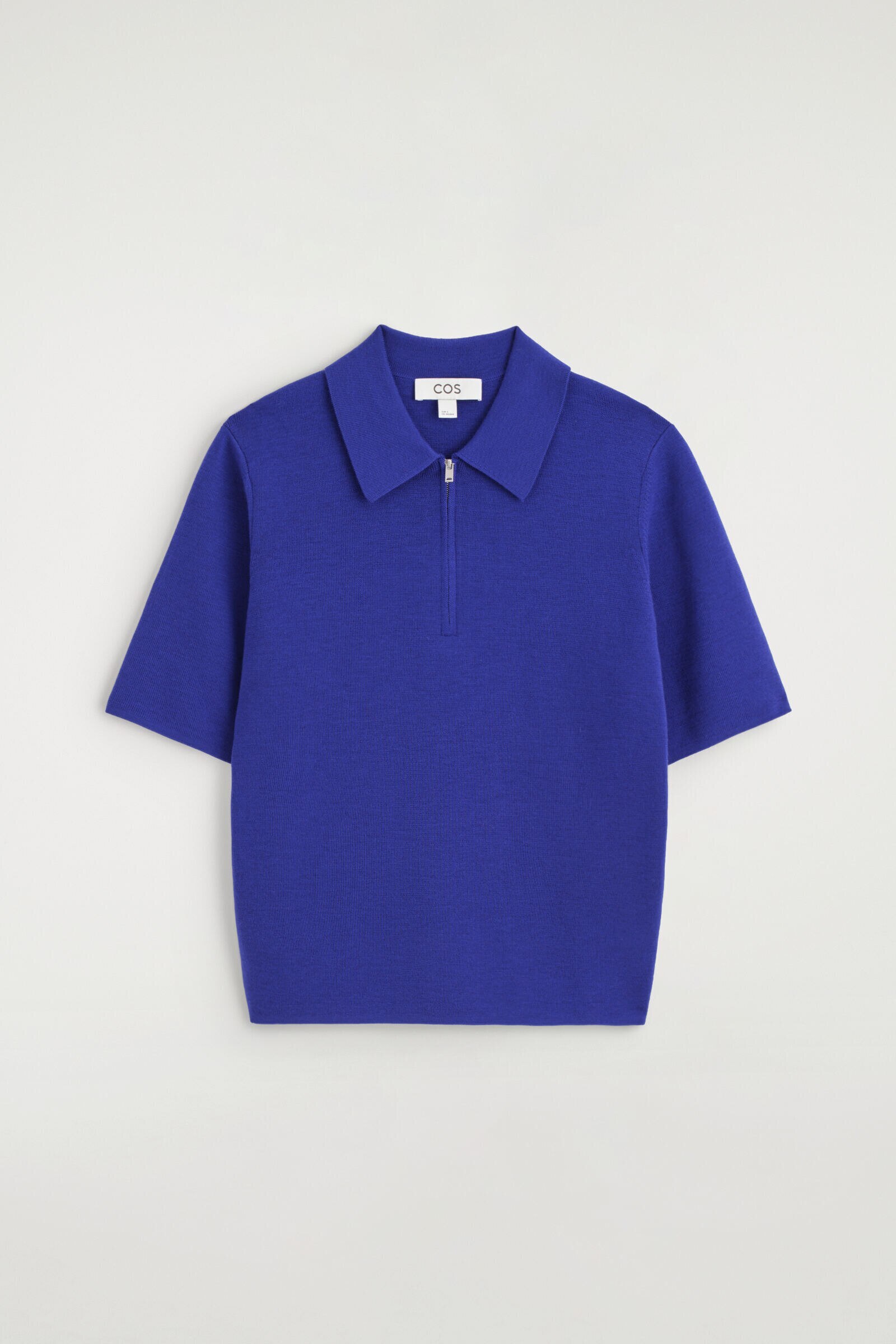 MERINO WOOL ZIP-UP POLO SHIRTCOBALT BLUE