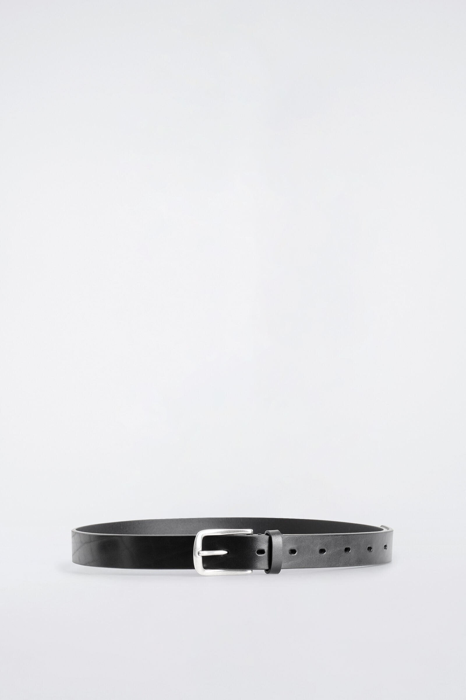 SQUARE-BUCKLE LEATHER BELTBLACK