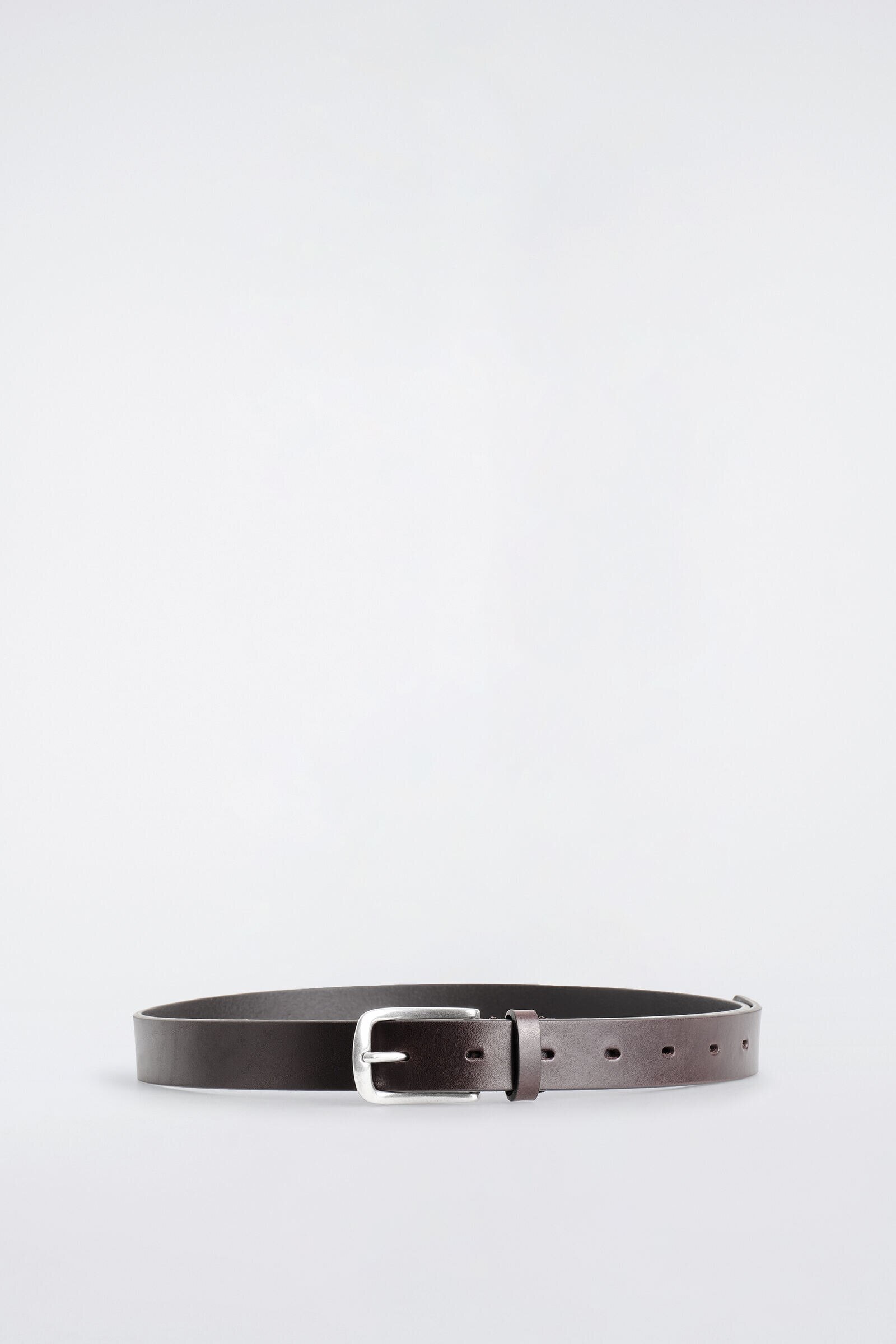 SQUARE-BUCKLE LEATHER BELTBROWN