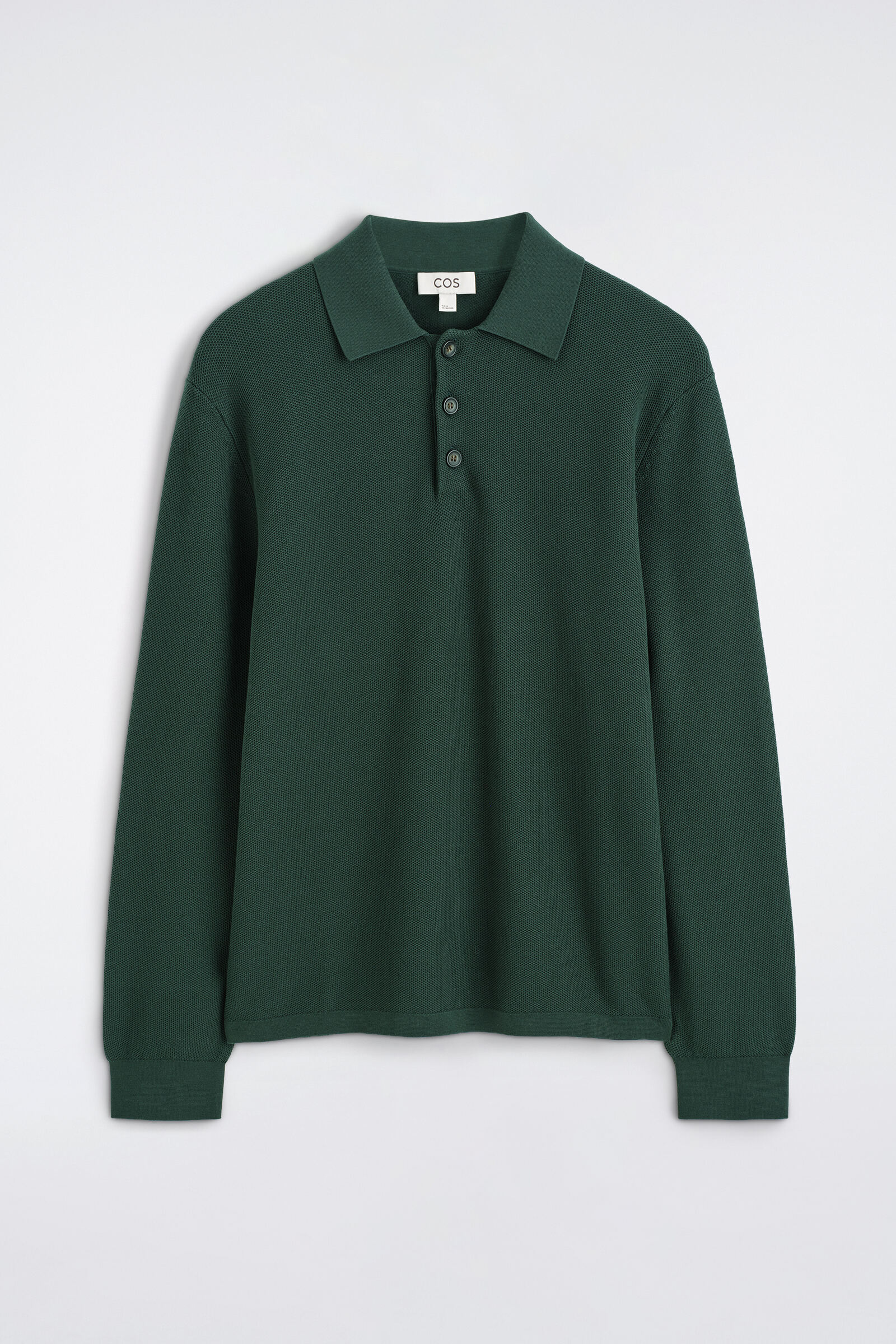 HONEYCOMB-KNIT POLO SHIRTDARK GREEN