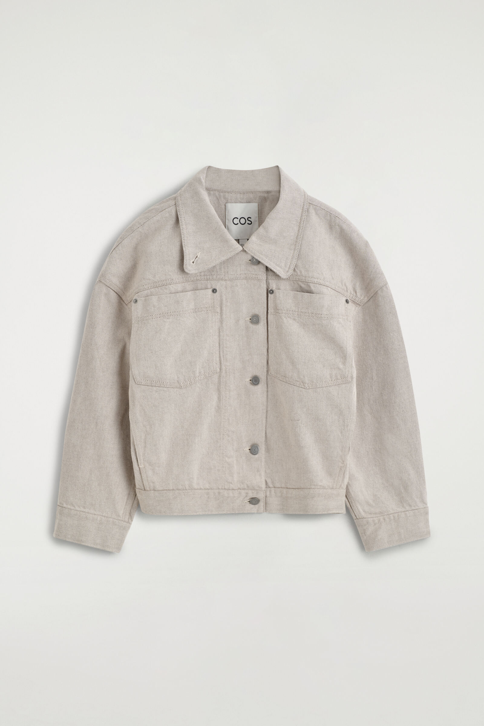 FUNNEL-NECK DENIM JACKETBEIGE