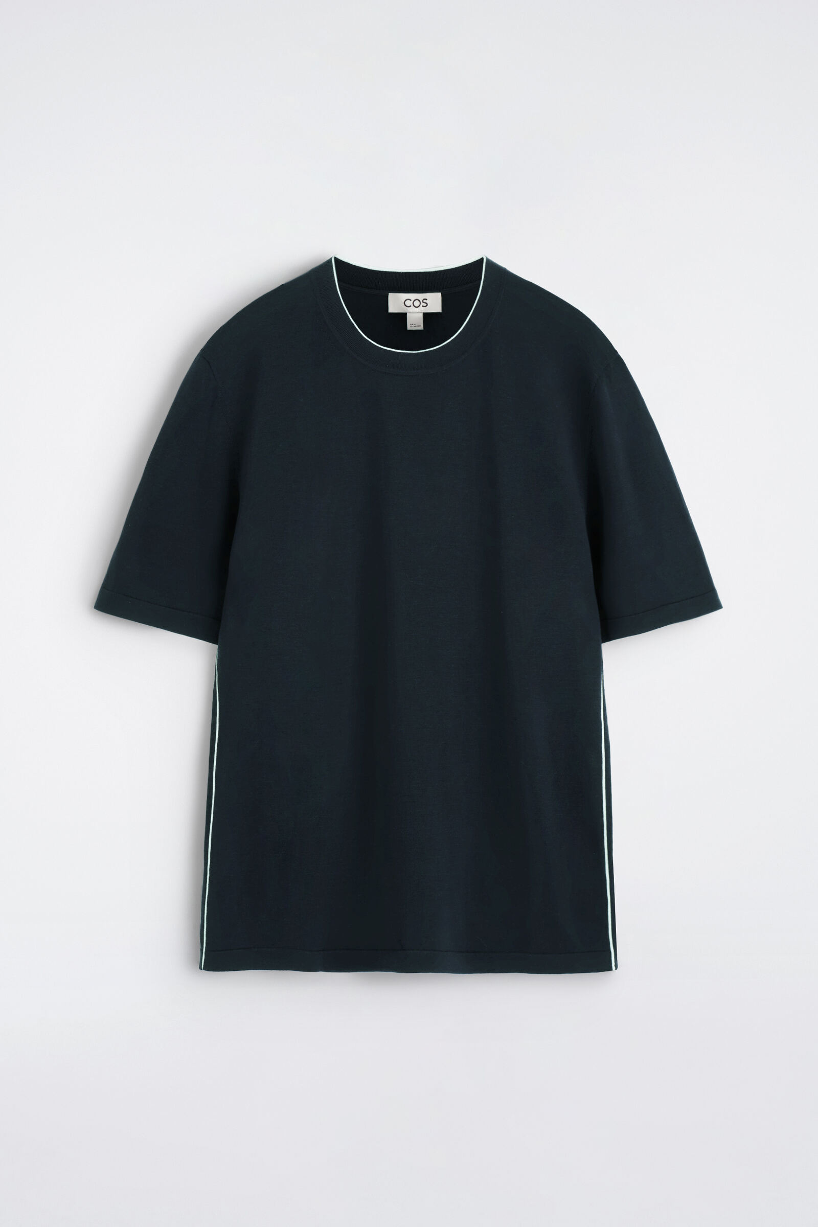 CONTRAST-TIPPED SILK-COTTON T-SHIRTNAVY / WHITE
