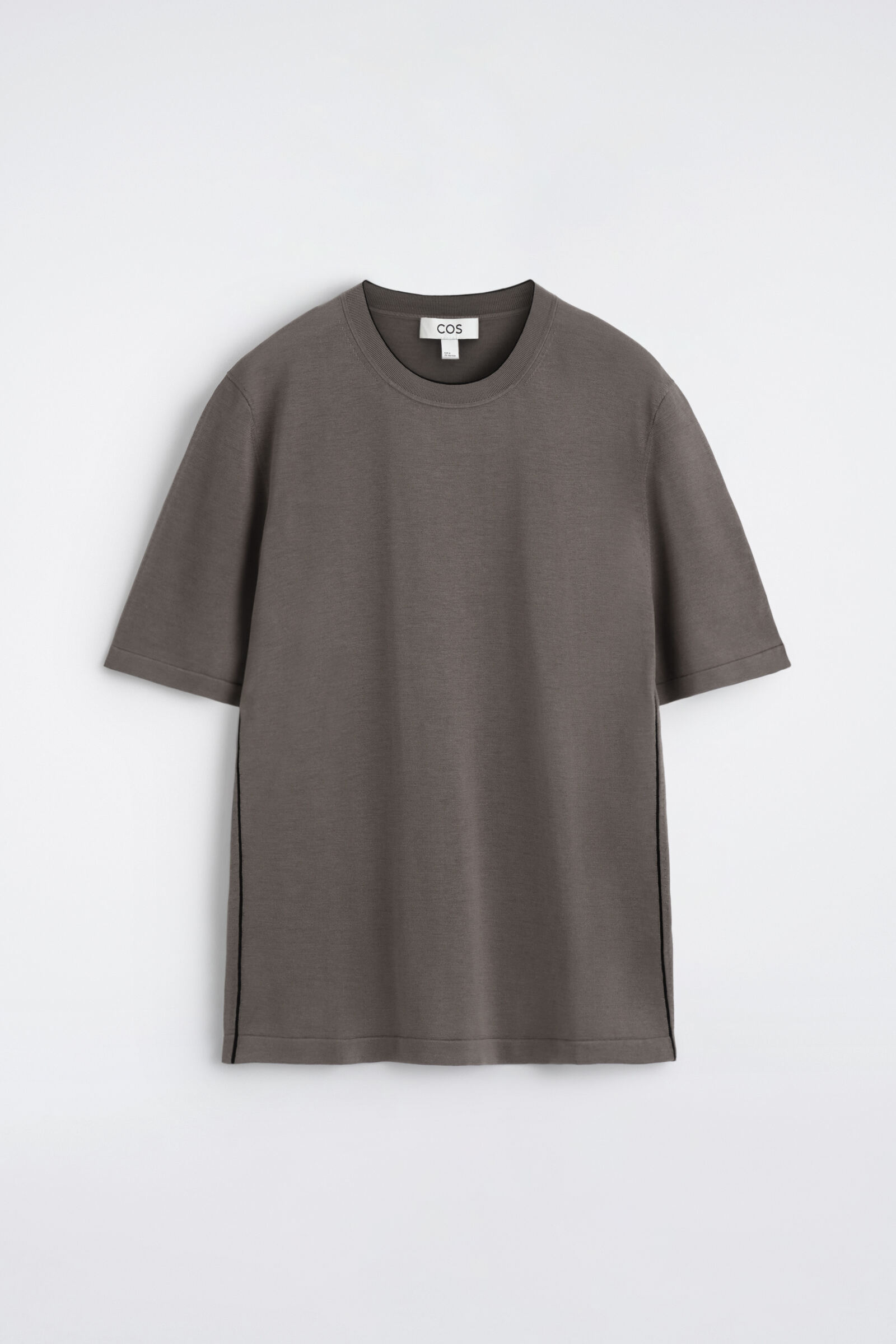 CONTRAST-TIPPED SILK-COTTON T-SHIRTBROWN / BLACK